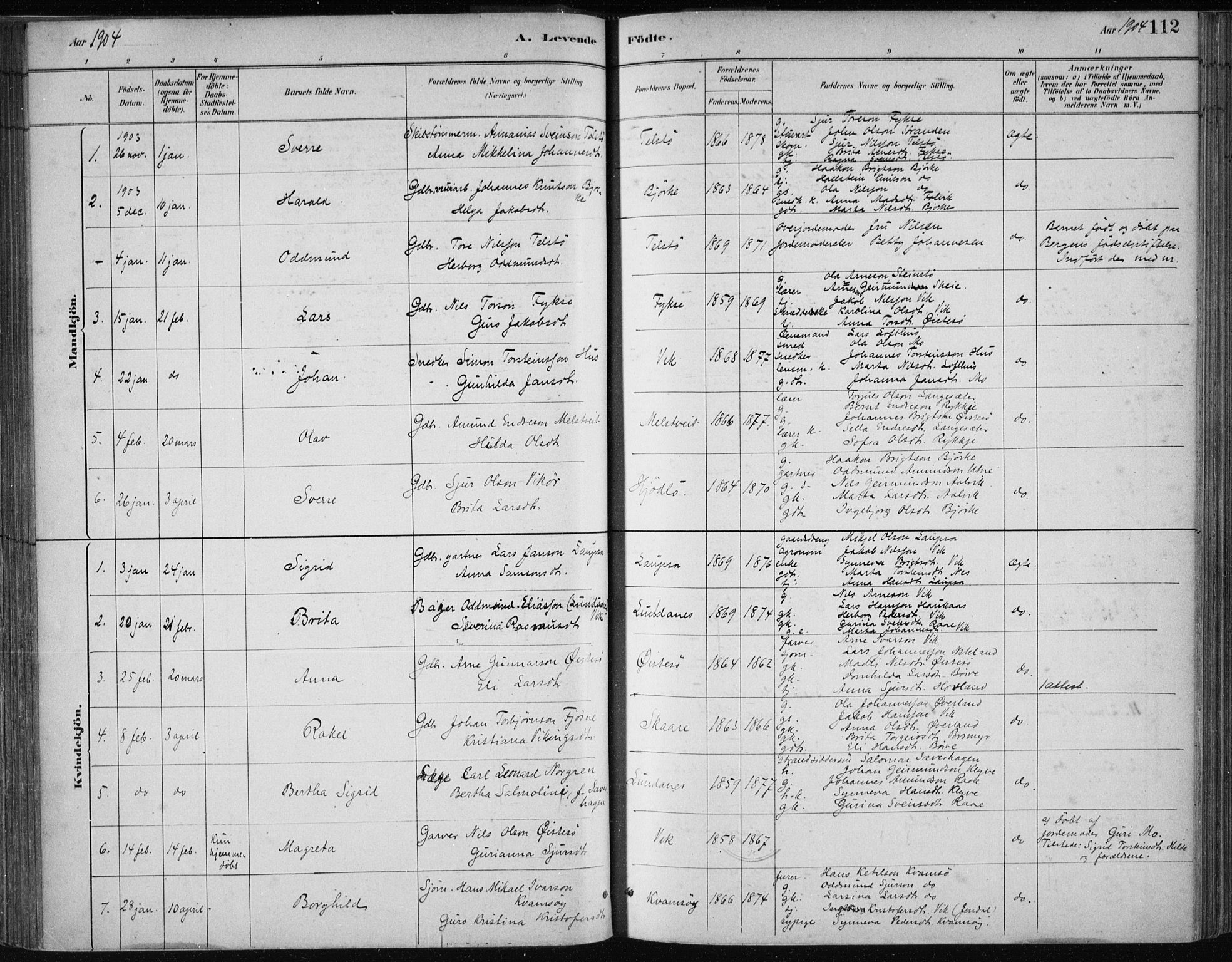 Kvam sokneprestembete, SAB/A-76201/H/Haa: Parish register (official) no. C  1, 1880-1906, p. 112