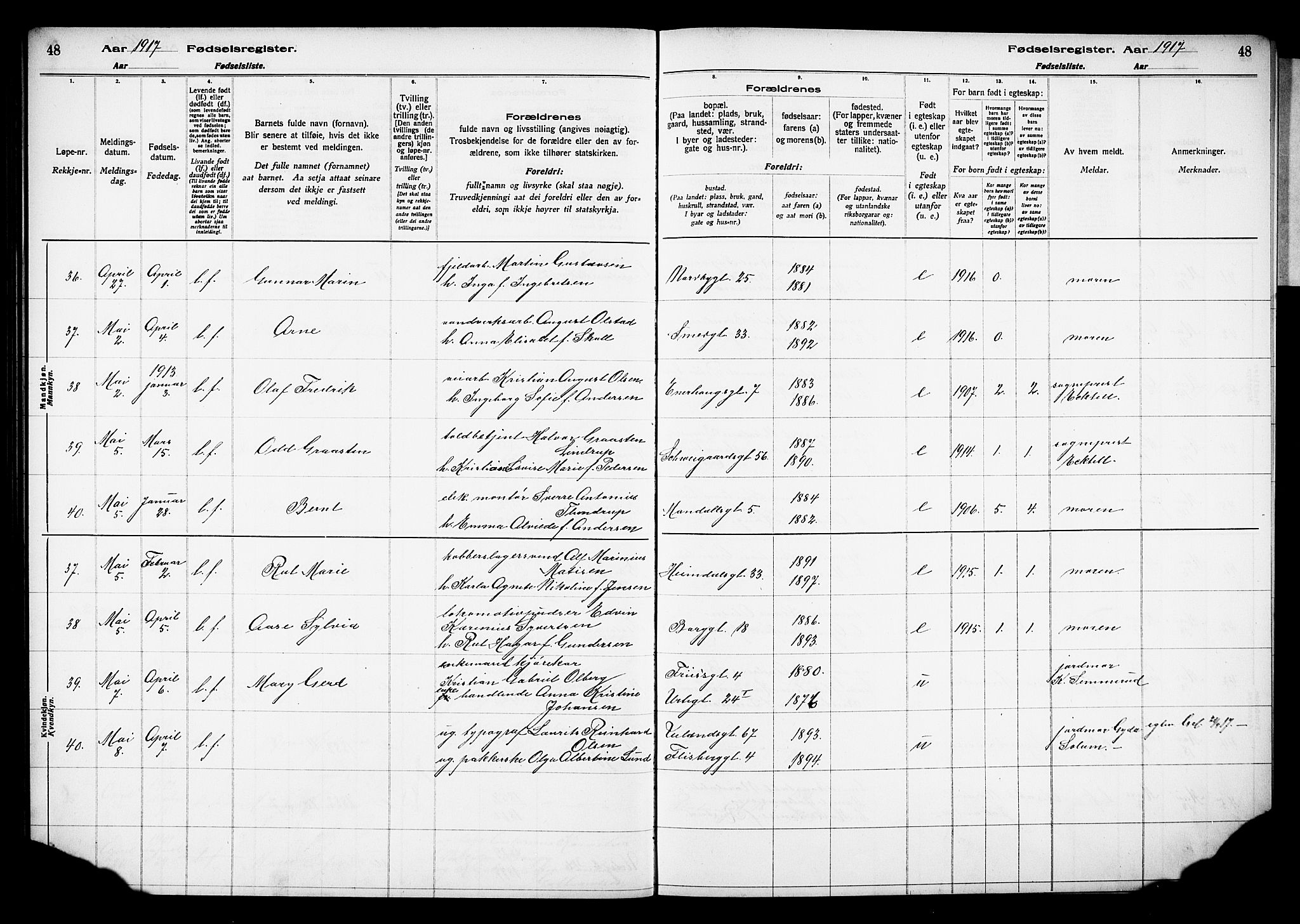 Grønland prestekontor Kirkebøker, AV/SAO-A-10848/J/Ja/L0001: Birth register no. 1, 1916-1922, p. 48