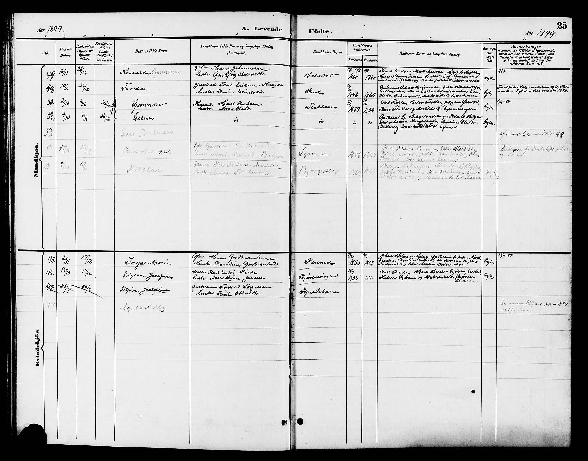 Jevnaker prestekontor, SAH/PREST-116/H/Ha/Hab/L0003: Parish register (copy) no. 3, 1896-1909, p. 25