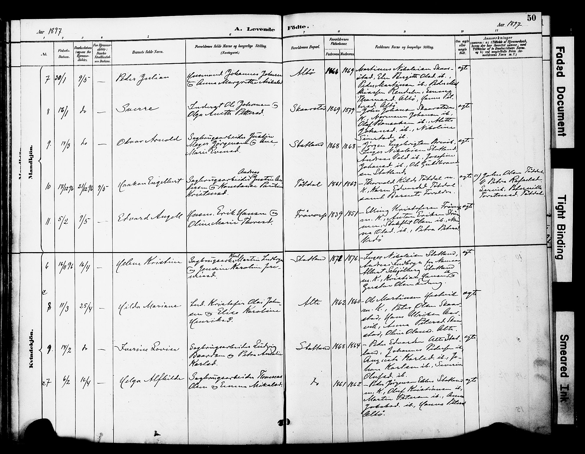 Ministerialprotokoller, klokkerbøker og fødselsregistre - Nord-Trøndelag, SAT/A-1458/774/L0628: Parish register (official) no. 774A02, 1887-1903, p. 50