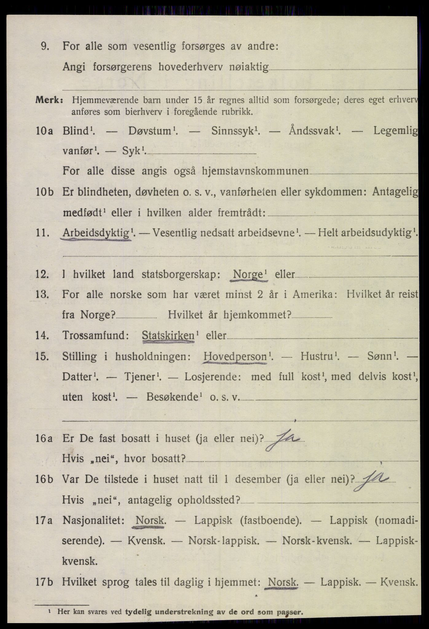 SAT, 1920 census for Høylandet, 1920, p. 455