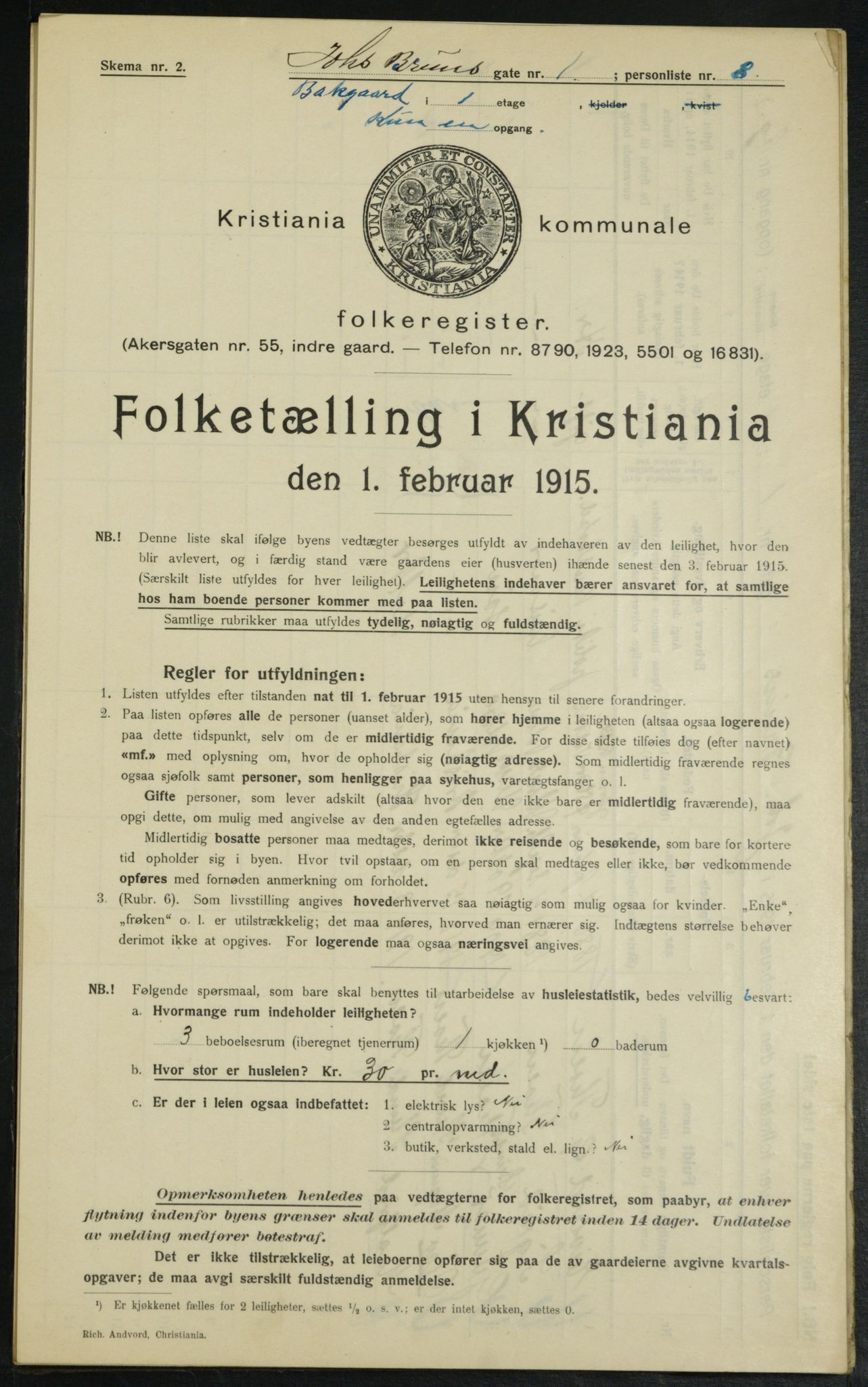 OBA, Municipal Census 1915 for Kristiania, 1915, p. 46556