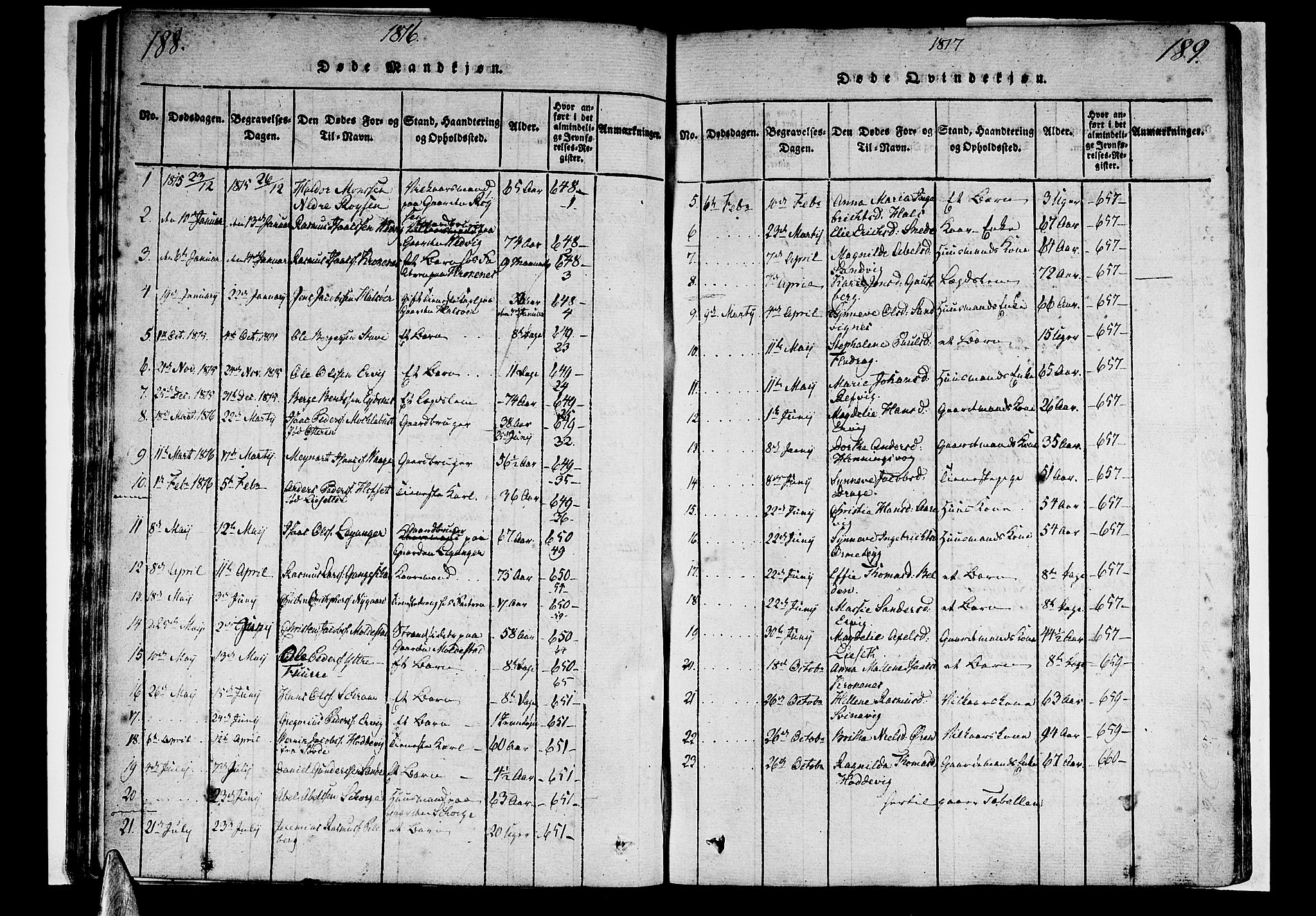 Selje sokneprestembete, SAB/A-99938/H/Ha/Haa/Haaa: Parish register (official) no. A 8, 1816-1828, p. 188-189