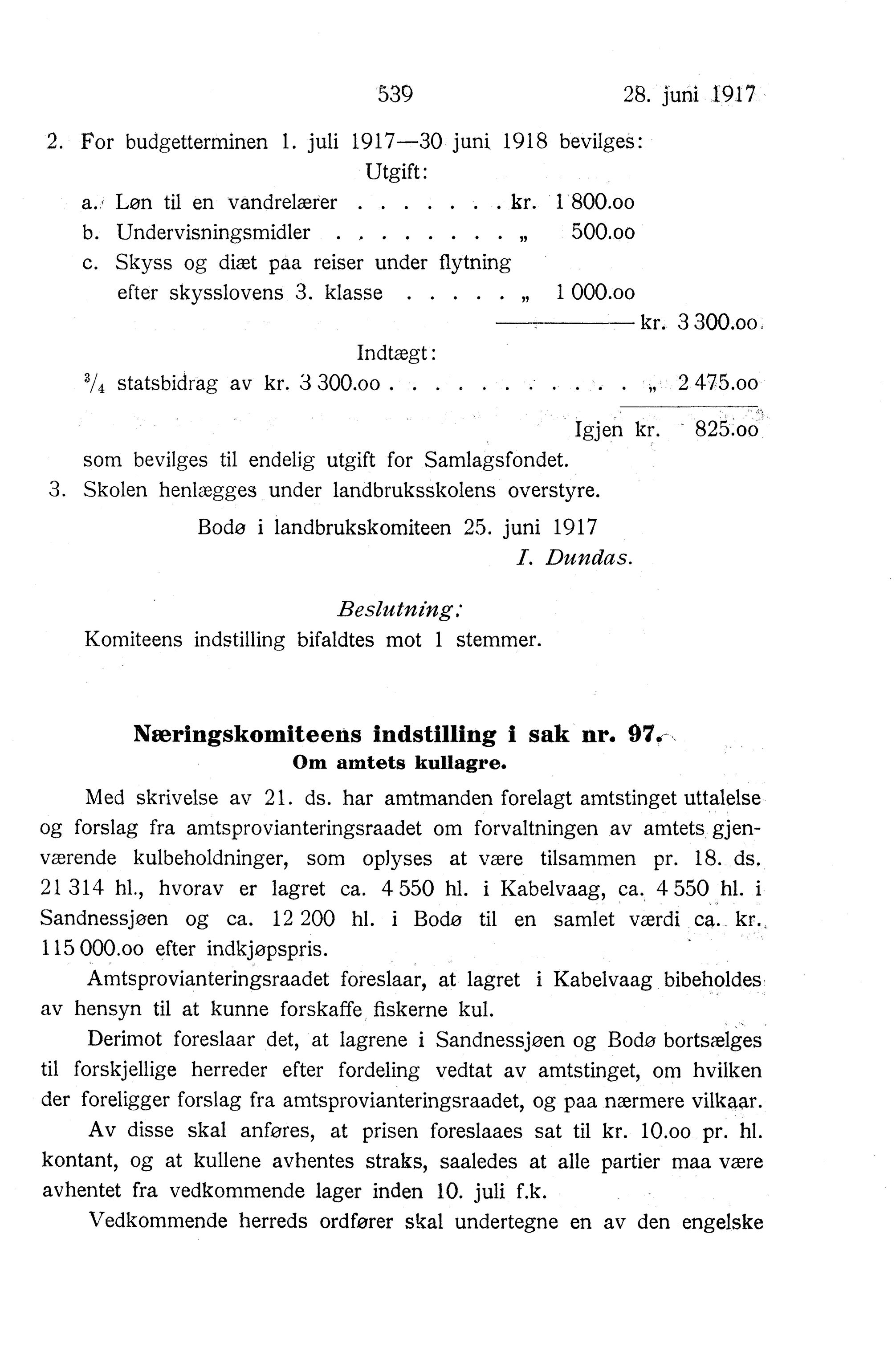 Nordland Fylkeskommune. Fylkestinget, AIN/NFK-17/176/A/Ac/L0040: Fylkestingsforhandlinger 1917, 1917