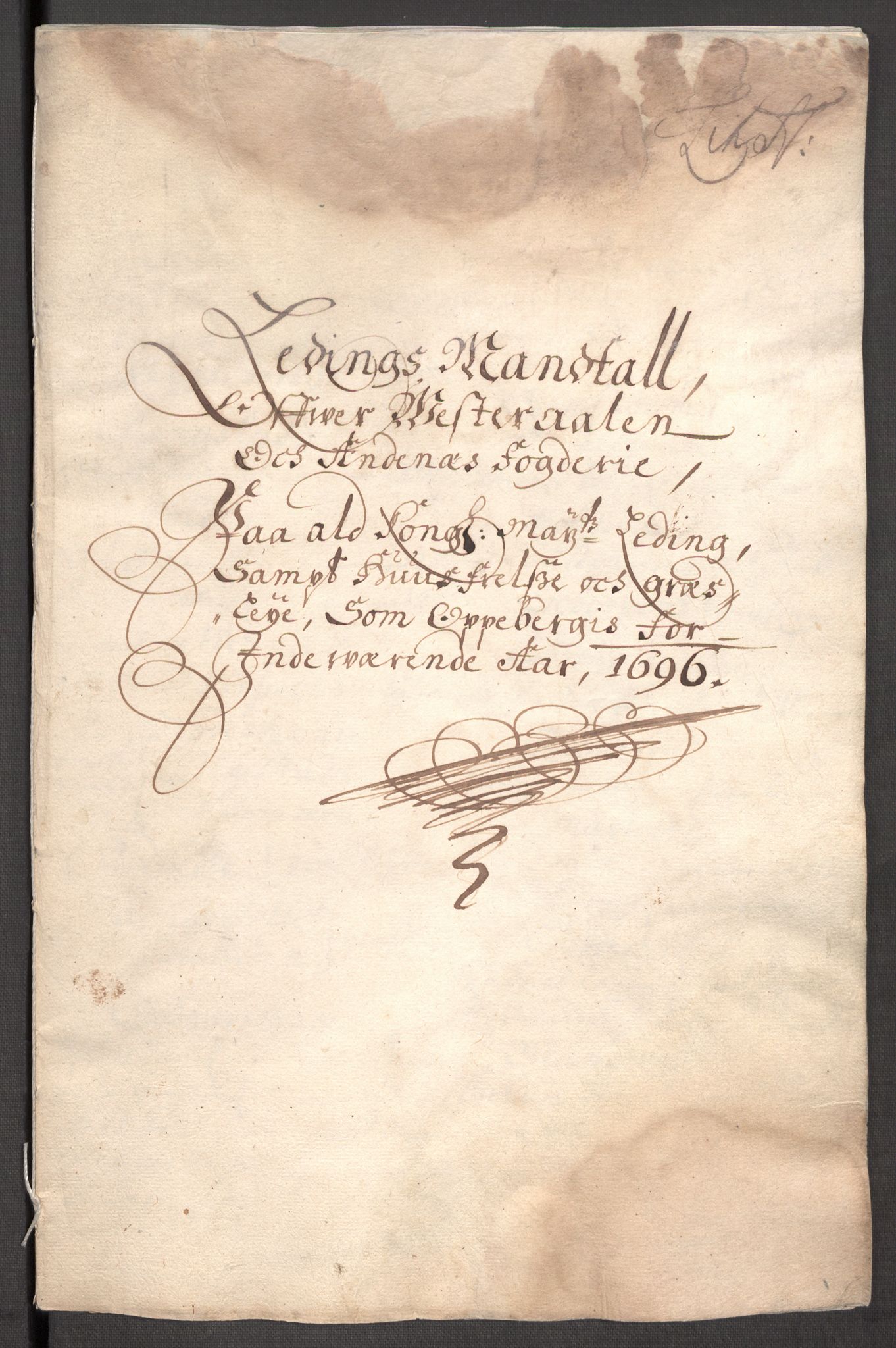 Rentekammeret inntil 1814, Reviderte regnskaper, Fogderegnskap, AV/RA-EA-4092/R67/L4678: Fogderegnskap Vesterålen, Andenes og Lofoten, 1696-1708, p. 96