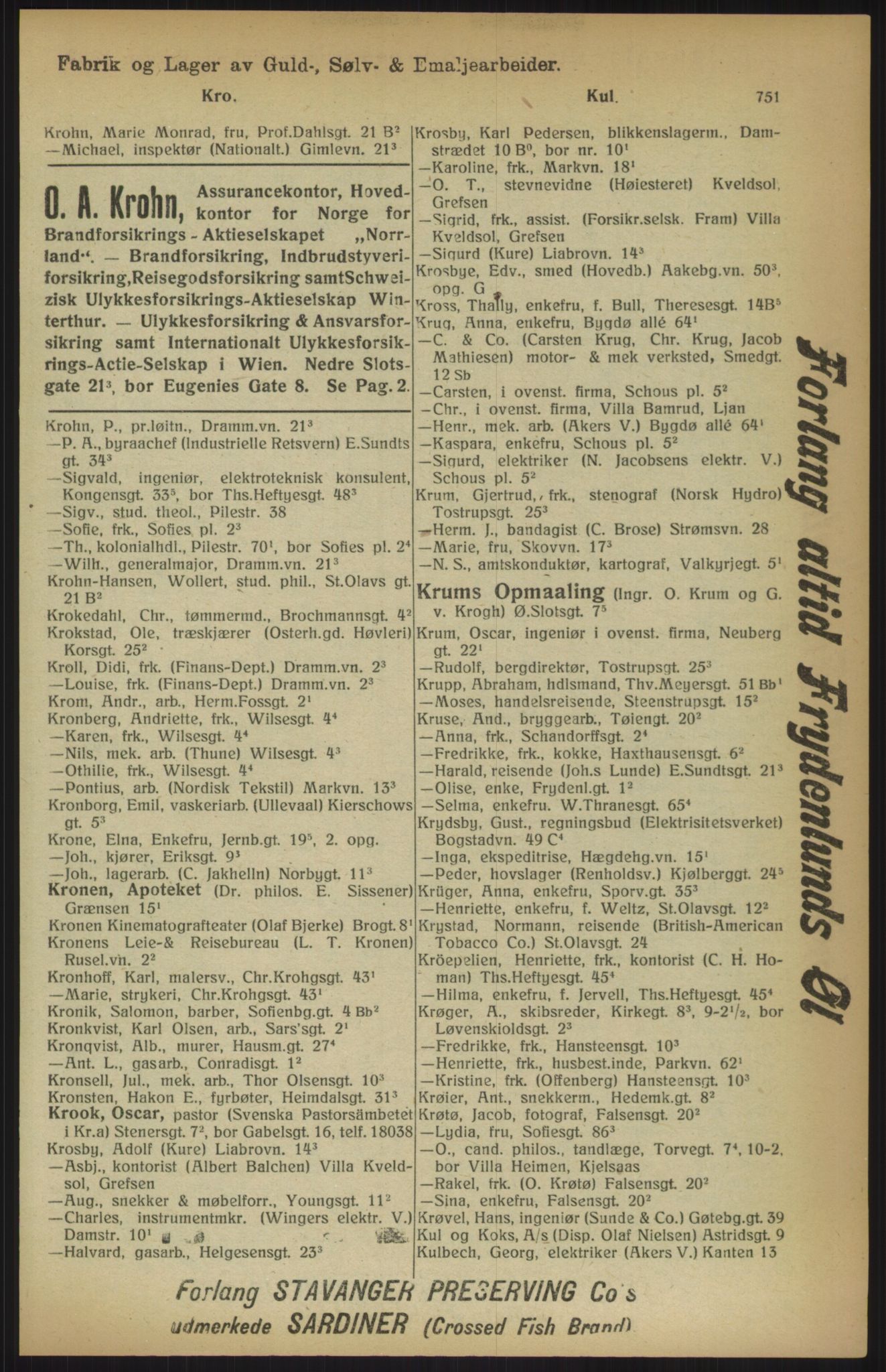 Kristiania/Oslo adressebok, PUBL/-, 1915, p. 751