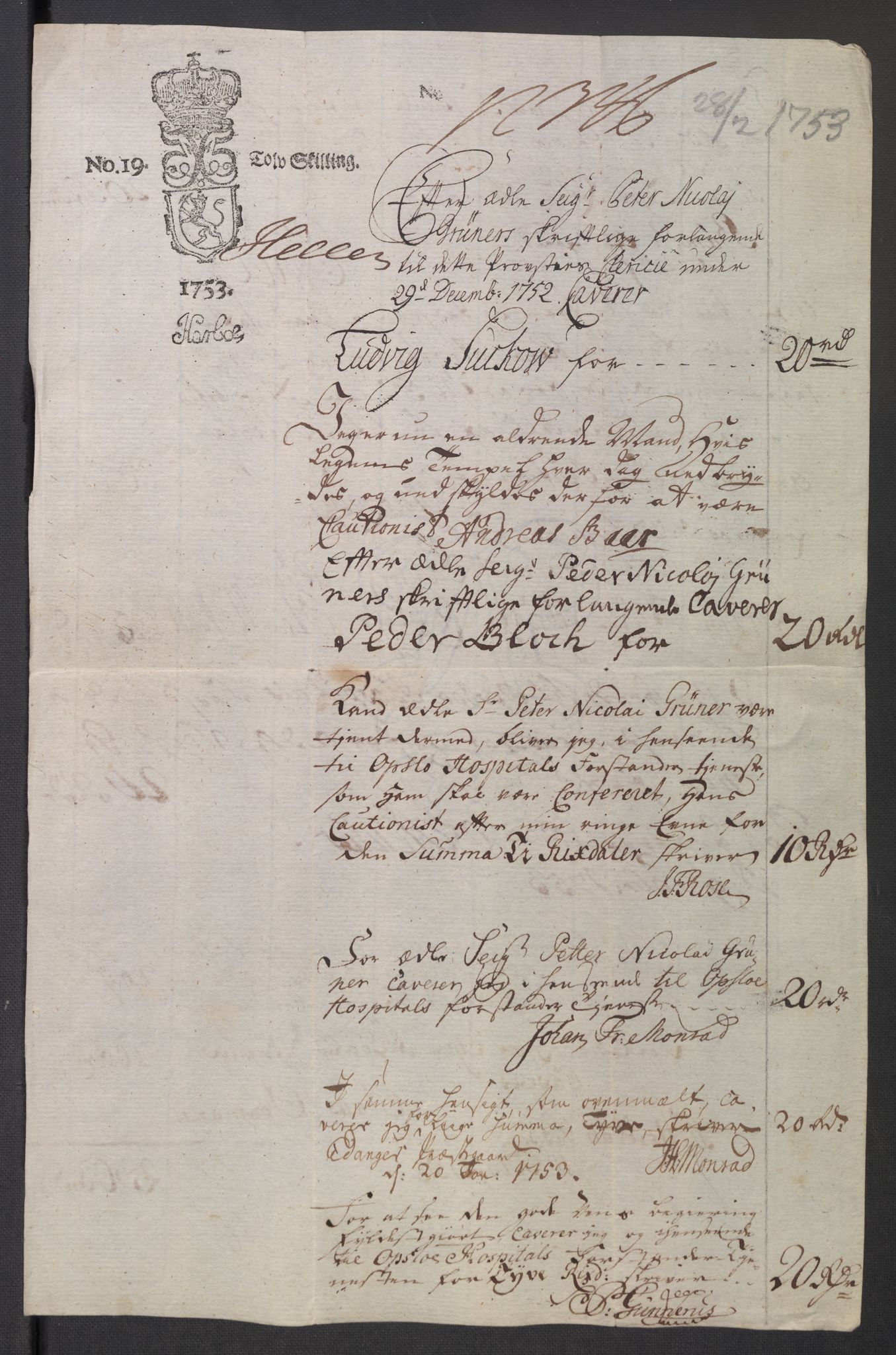 Oslo stiftsdireksjon, AV/SAO-A-11085/K/Kb/L0004/0005: Oslo Hospital / Forstanderen: Makeskifte 1669 og kausjon for hospitalsforstander Grüner 1752-1753, 1669-1753, p. 4