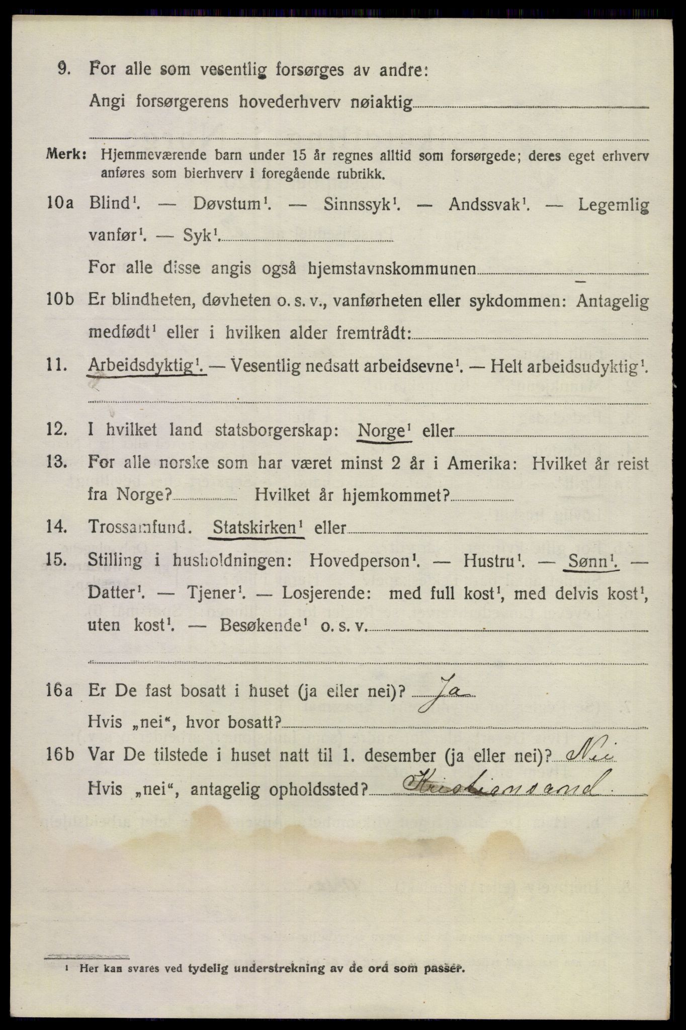 SAKO, 1920 census for Lunde, 1920, p. 3006