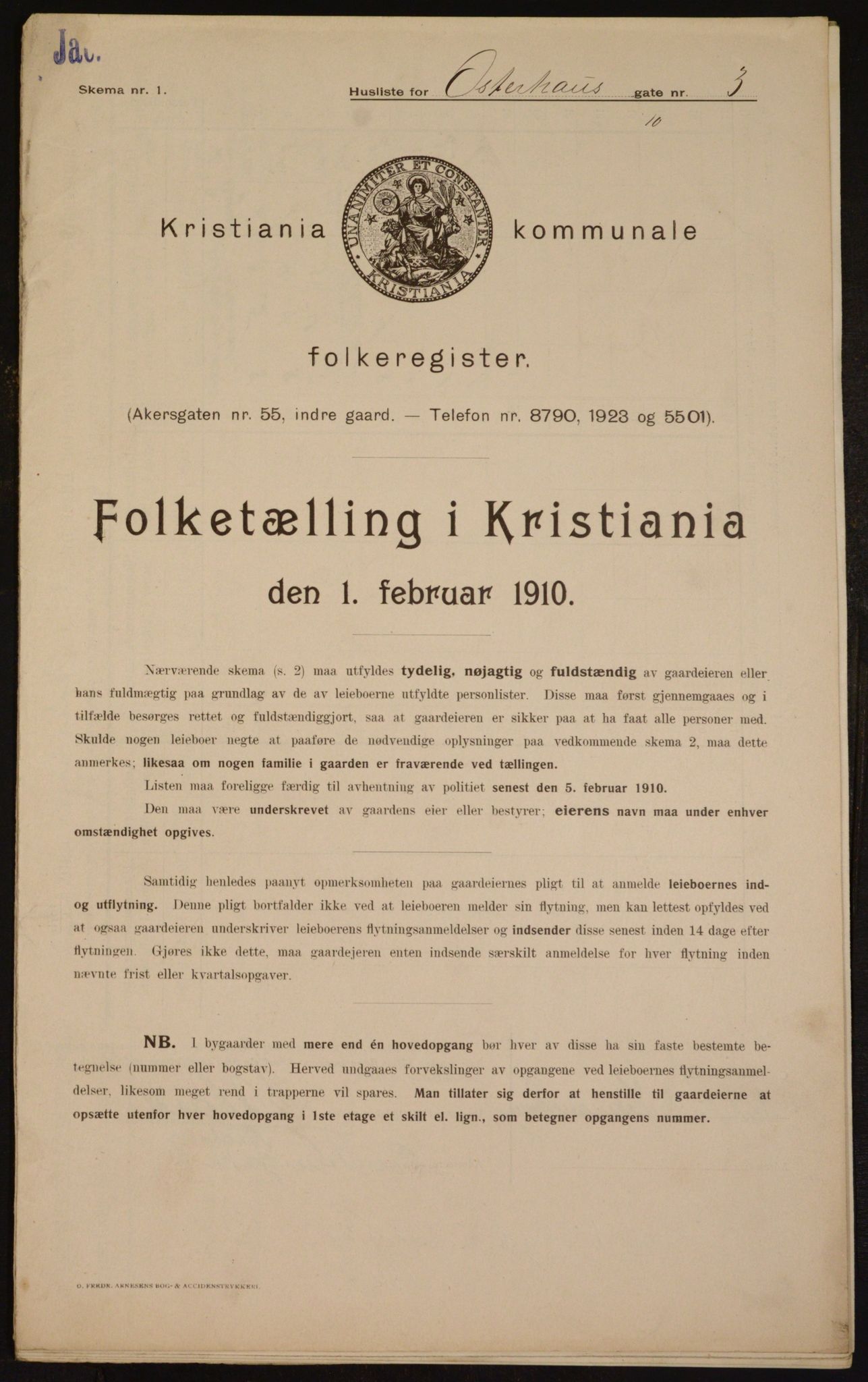 OBA, Municipal Census 1910 for Kristiania, 1910, p. 74465