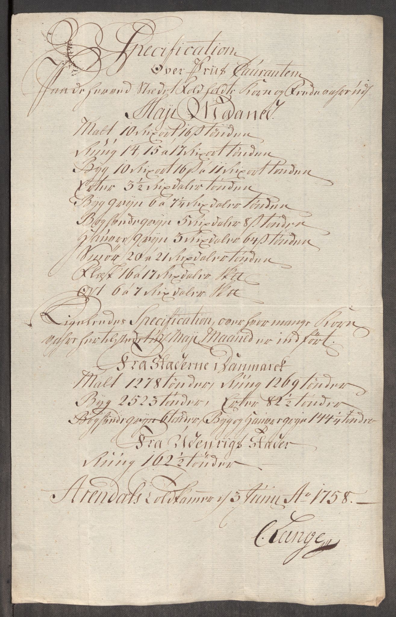 Rentekammeret inntil 1814, Realistisk ordnet avdeling, AV/RA-EA-4070/Oe/L0006: [Ø1]: Priskuranter, 1758-1760, p. 258