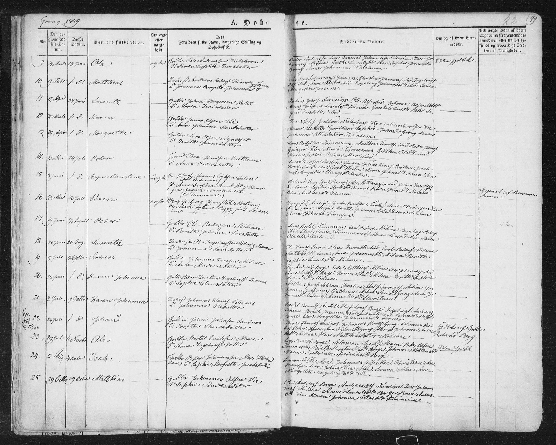 Ministerialprotokoller, klokkerbøker og fødselsregistre - Nord-Trøndelag, SAT/A-1458/758/L0513: Parish register (official) no. 758A02 /1, 1839-1868, p. 22