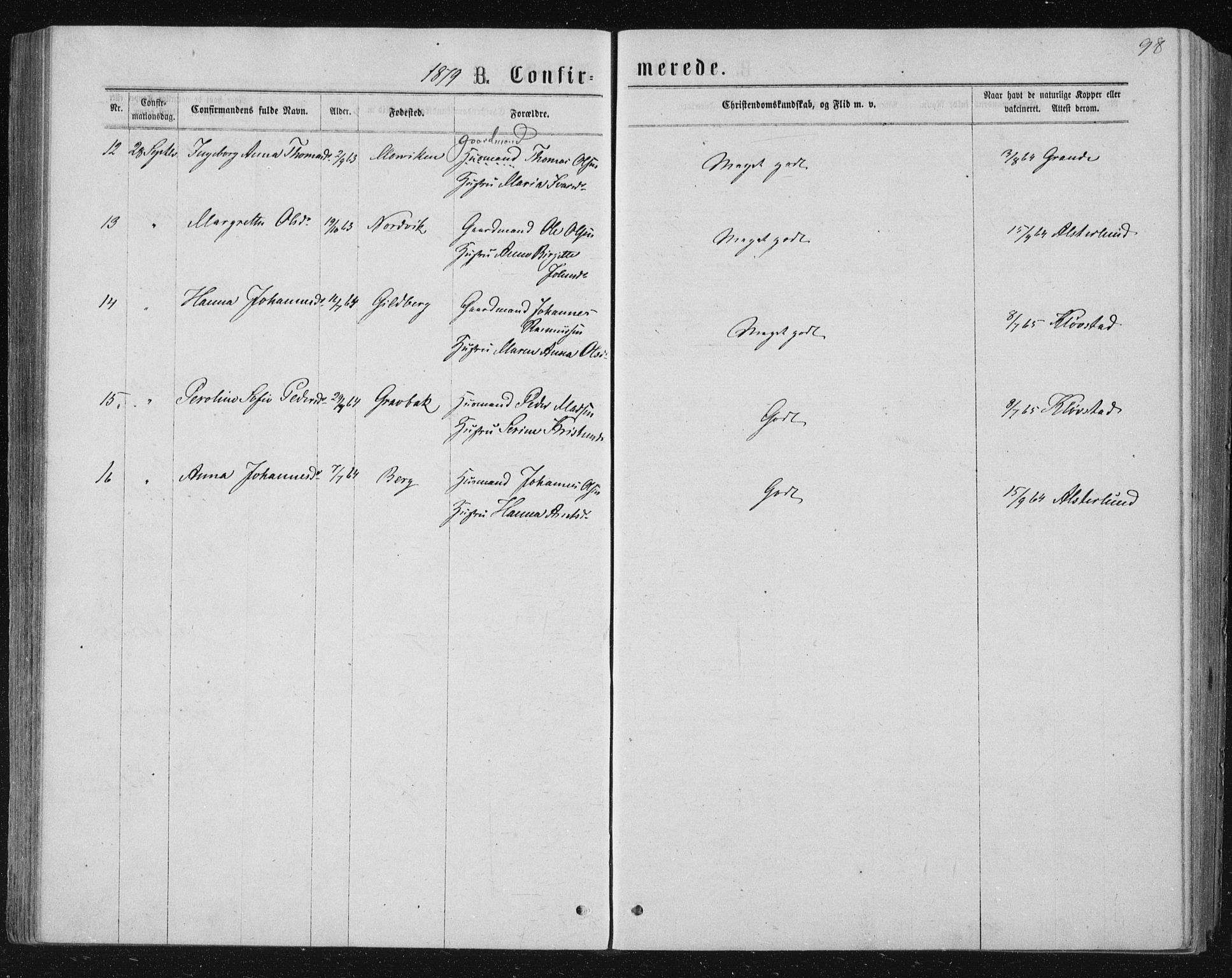 Ministerialprotokoller, klokkerbøker og fødselsregistre - Nord-Trøndelag, AV/SAT-A-1458/722/L0219: Parish register (official) no. 722A06, 1868-1880, p. 98