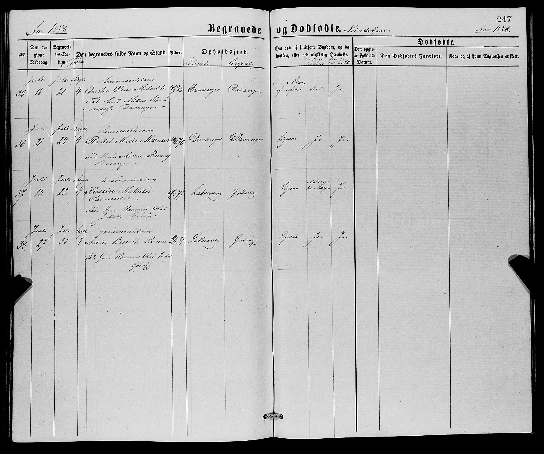 Askøy Sokneprestembete, SAB/A-74101/H/Ha/Hab/Haba/L0007: Parish register (copy) no. A 7, 1871-1881, p. 247
