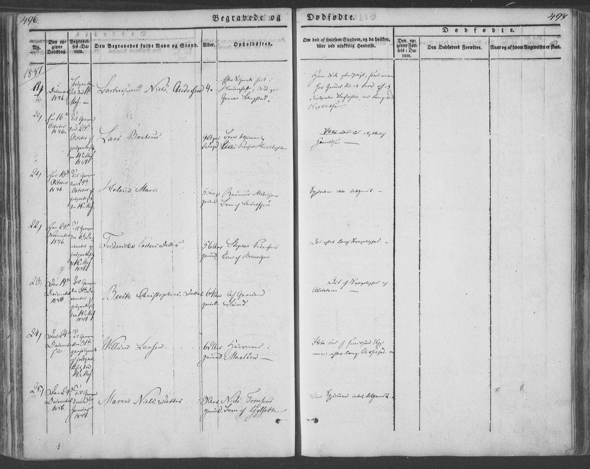 Ministerialprotokoller, klokkerbøker og fødselsregistre - Nordland, AV/SAT-A-1459/855/L0799: Parish register (official) no. 855A07, 1834-1852, p. 496-497