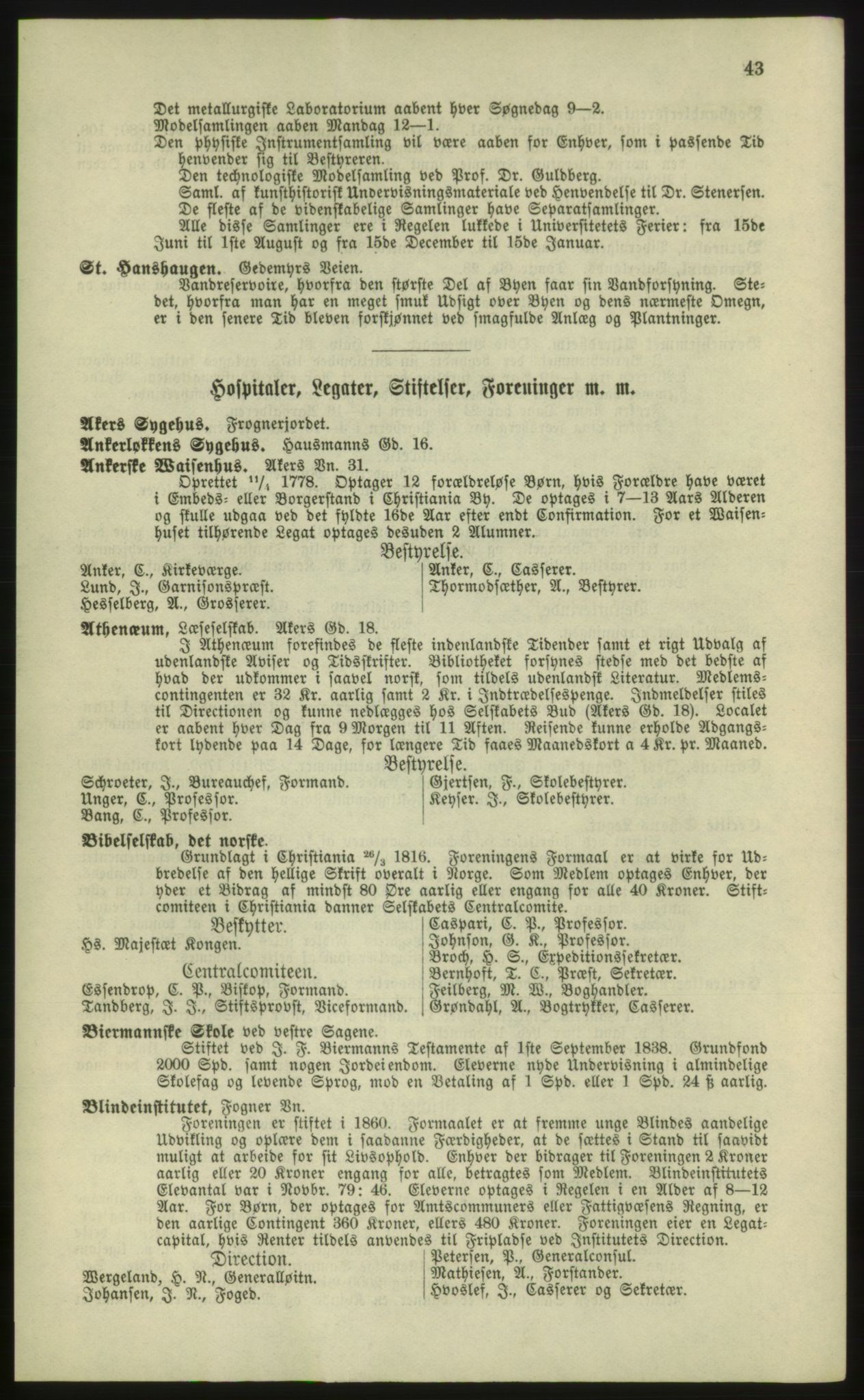 Kristiania/Oslo adressebok, PUBL/-, 1881, p. 43