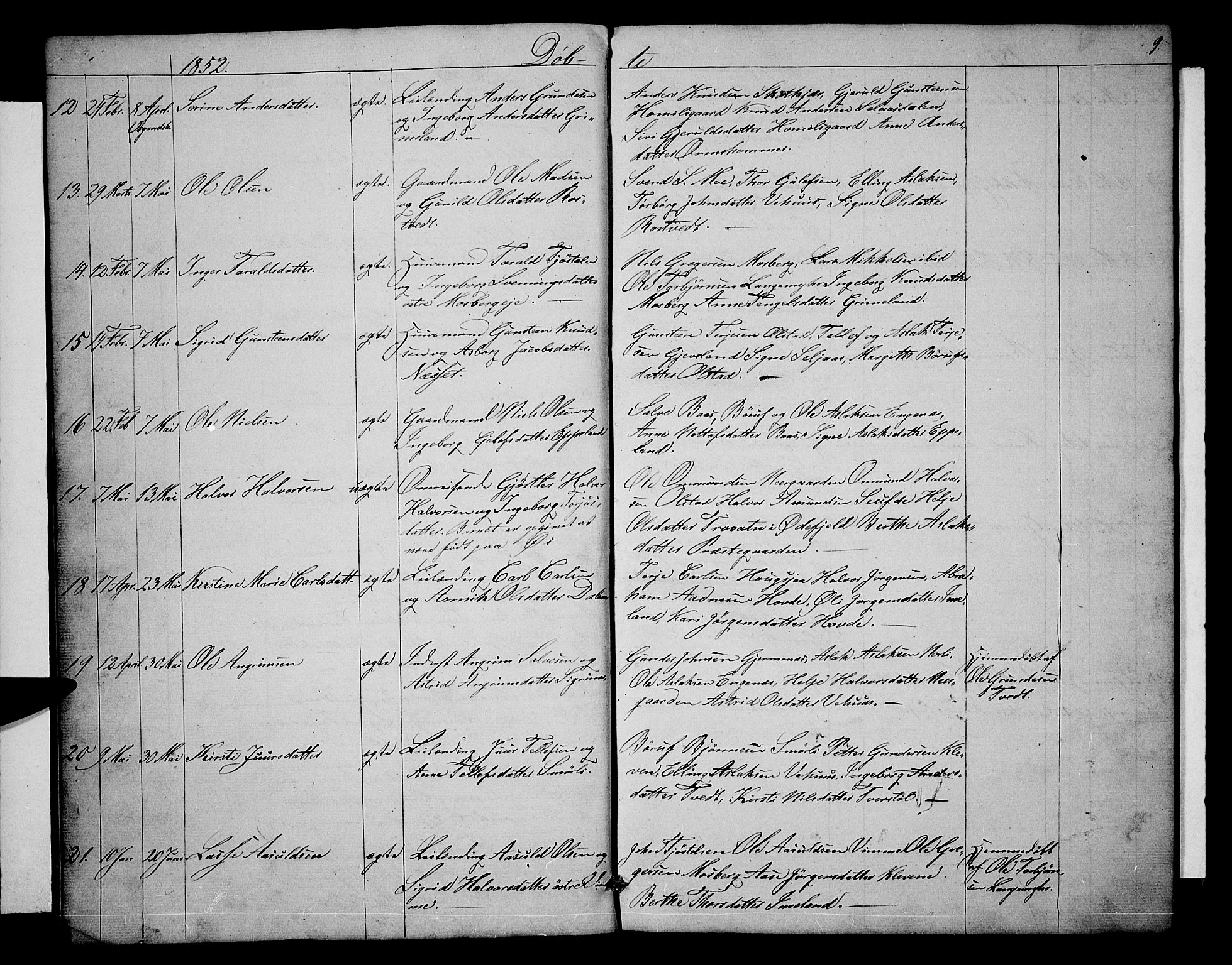Åmli sokneprestkontor, AV/SAK-1111-0050/F/Fb/Fbc/L0002: Parish register (copy) no. B 2, 1850-1867, p. 9