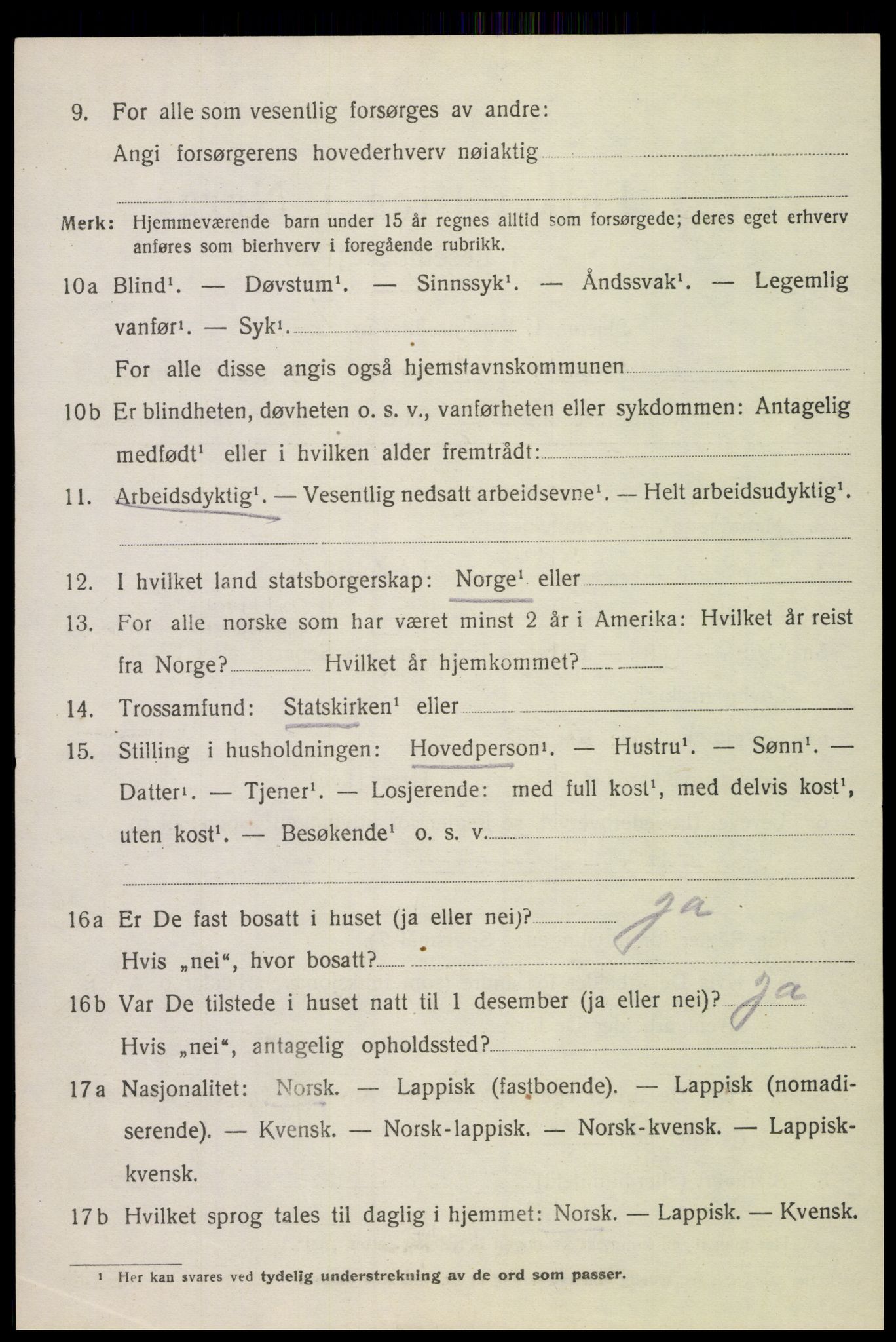 SAT, 1920 census for Gimsøy, 1920, p. 3074