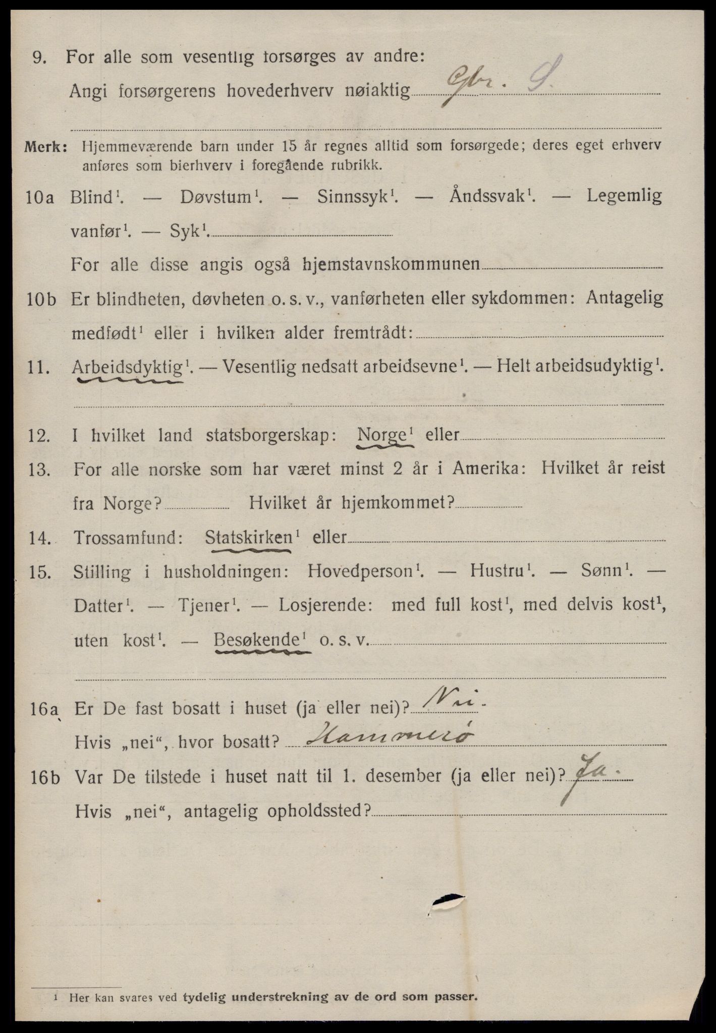 SAT, 1920 census for Kvernes, 1920, p. 942