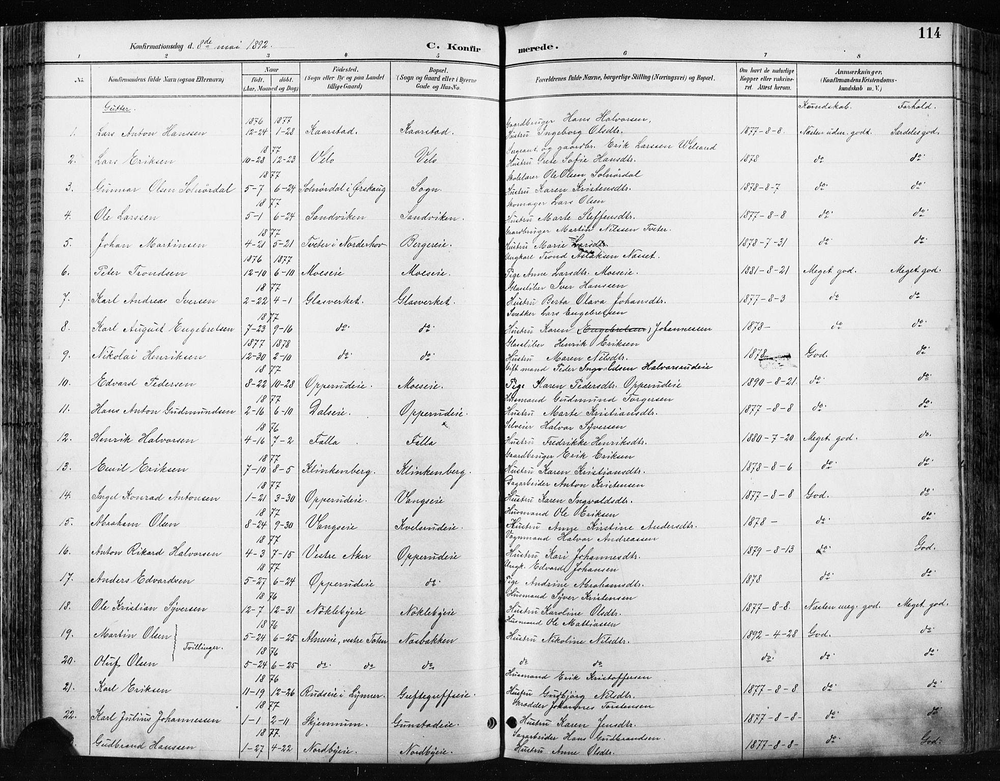 Jevnaker prestekontor, SAH/PREST-116/H/Ha/Haa/L0009: Parish register (official) no. 9, 1891-1901, p. 114
