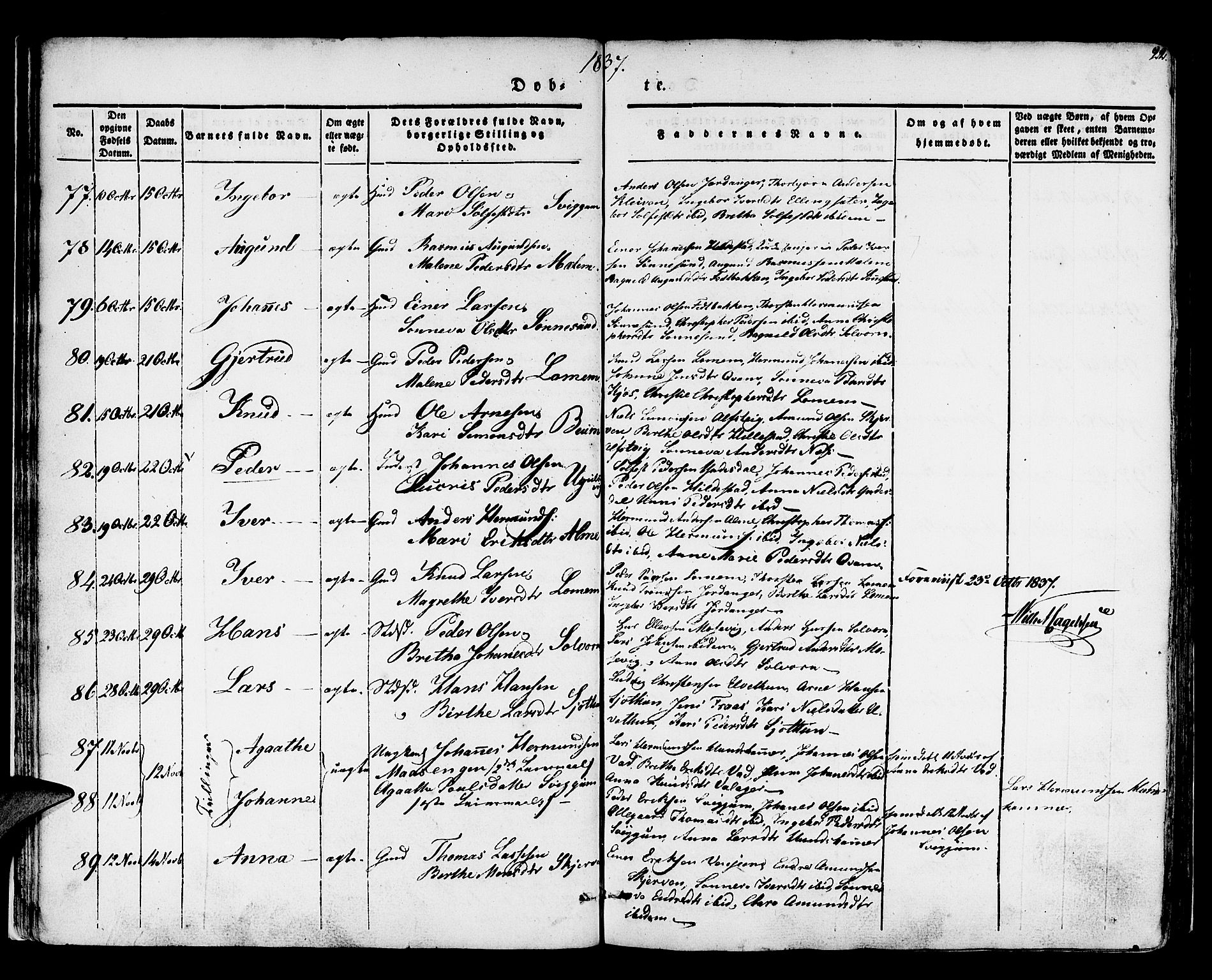 Hafslo sokneprestembete, AV/SAB-A-80301/H/Haa/Haaa/L0005: Parish register (official) no. A 5, 1834-1852, p. 22