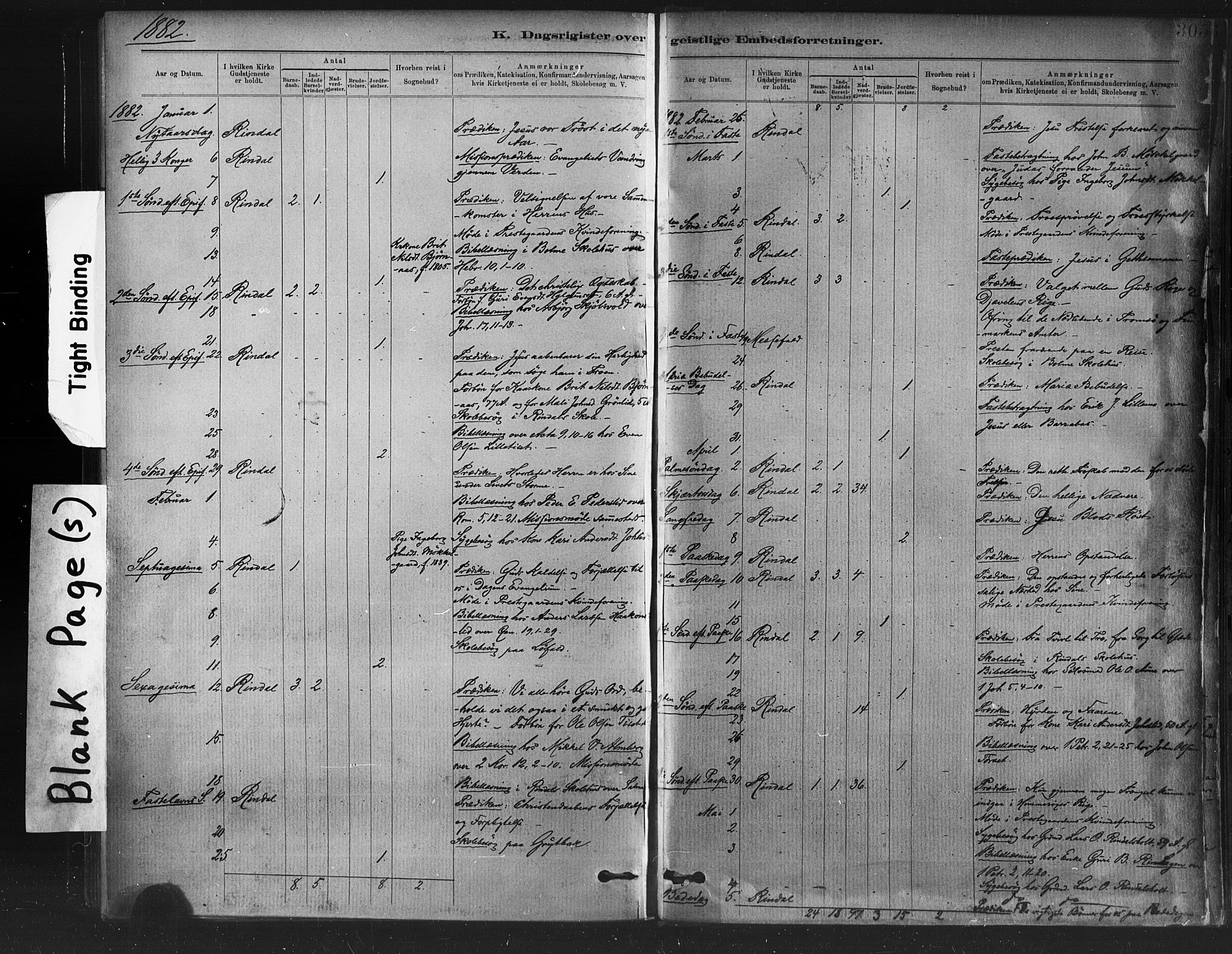 Ministerialprotokoller, klokkerbøker og fødselsregistre - Møre og Romsdal, AV/SAT-A-1454/598/L1069: Parish register (official) no. 598A03, 1882-1895, p. 305