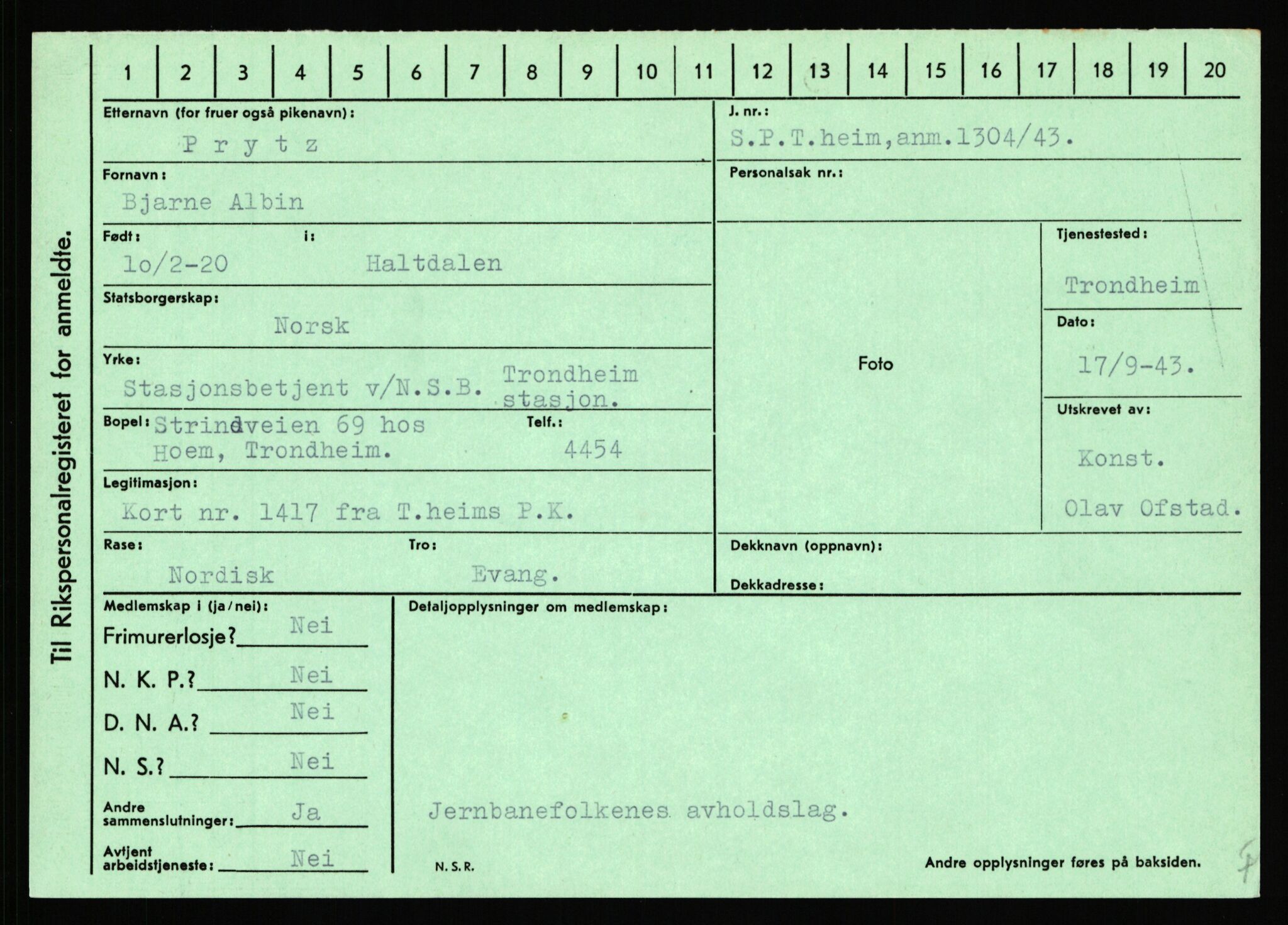 Statspolitiet - Hovedkontoret / Osloavdelingen, AV/RA-S-1329/C/Ca/L0012: Oanæs - Quistgaard	, 1943-1945, p. 4866