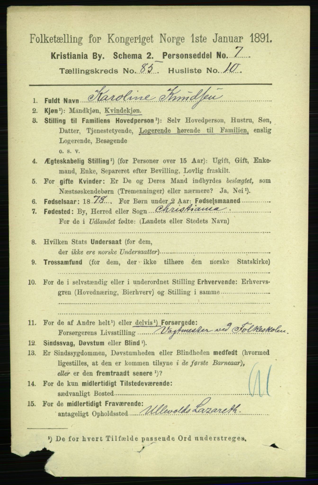 RA, 1891 census for 0301 Kristiania, 1891, p. 42983