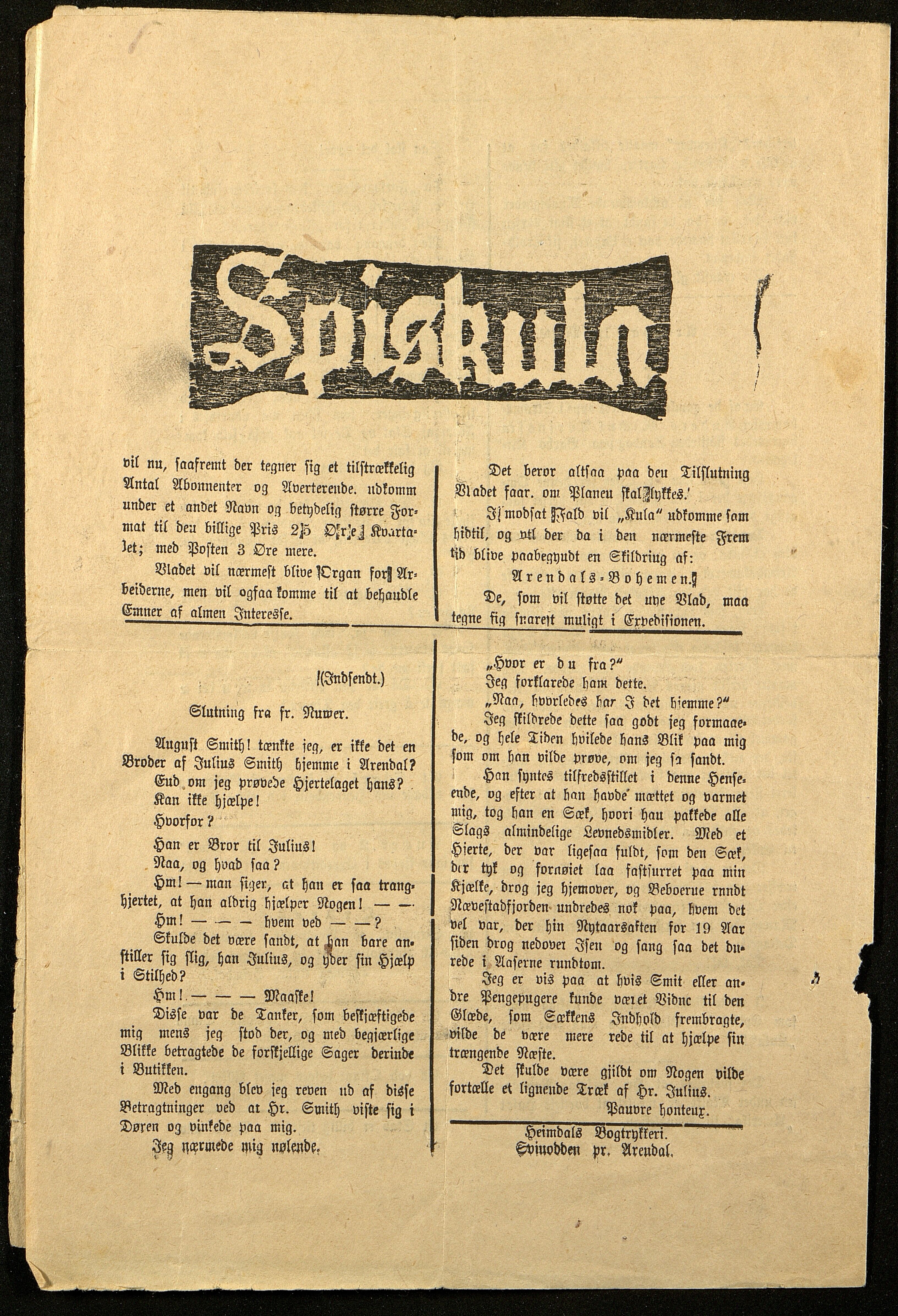 Spidskuglen, AAKS/PA-2823/X/L0001/0004: Spidskuglen / Årg. 1890, nr. 6, 8–9, 15, 18–19, 1890