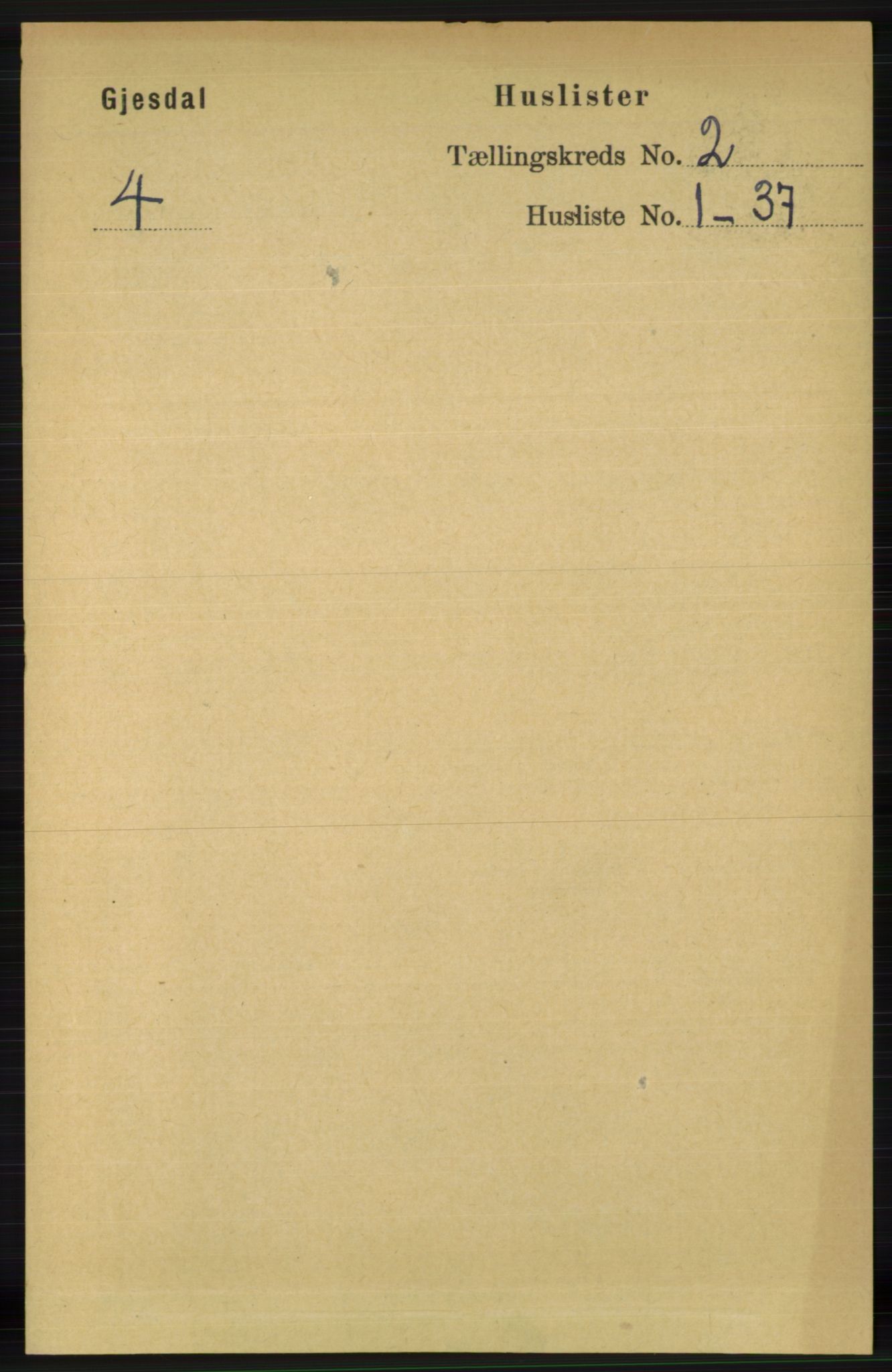 RA, 1891 census for 1122 Gjesdal, 1891, p. 343