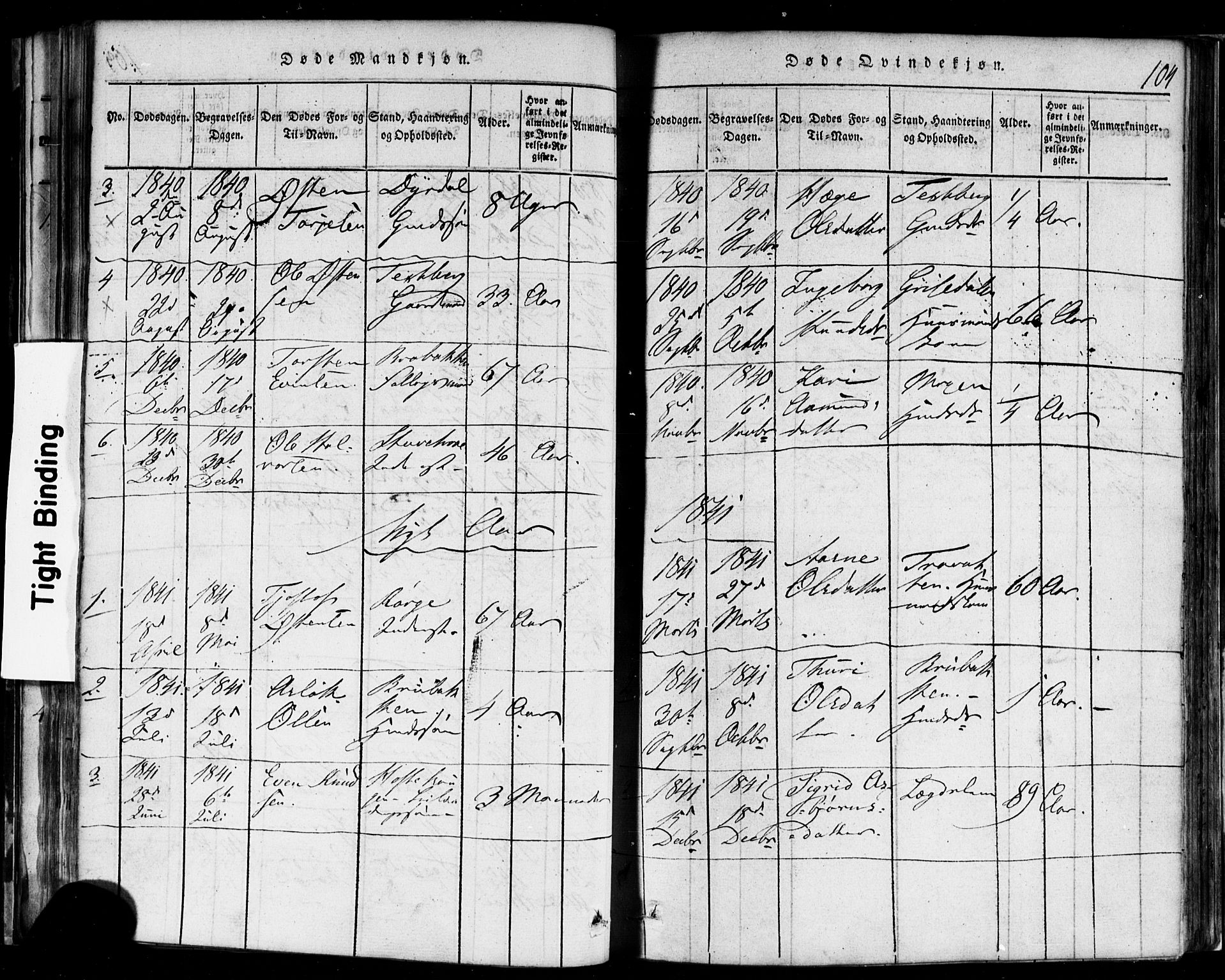 Rauland kirkebøker, AV/SAKO-A-292/F/Fa/L0002: Parish register (official) no. I 2, 1815-1860, p. 104