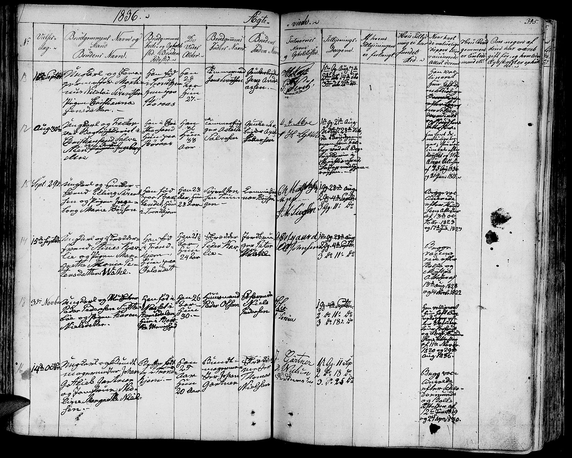 Ministerialprotokoller, klokkerbøker og fødselsregistre - Sør-Trøndelag, SAT/A-1456/602/L0109: Parish register (official) no. 602A07, 1821-1840, p. 345