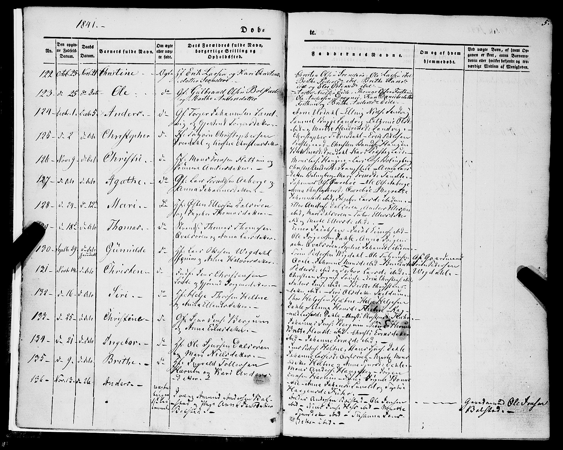 Luster sokneprestembete, AV/SAB-A-81101/H/Haa/Haaa/L0006: Parish register (official) no. A 6, 1840-1848, p. 5