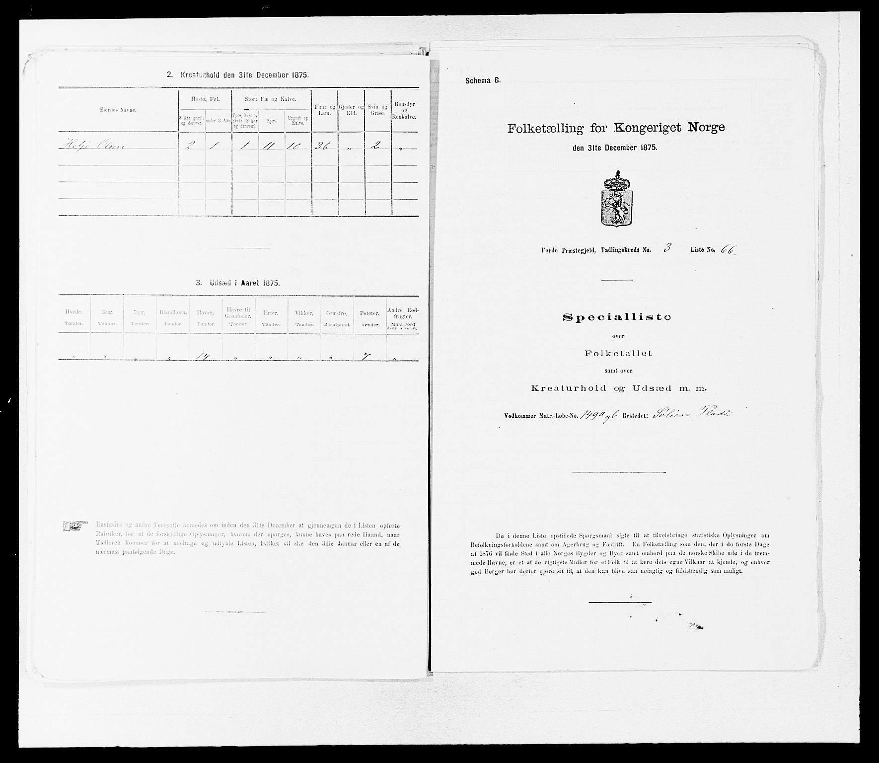 SAB, 1875 census for 1432P Førde, 1875, p. 327