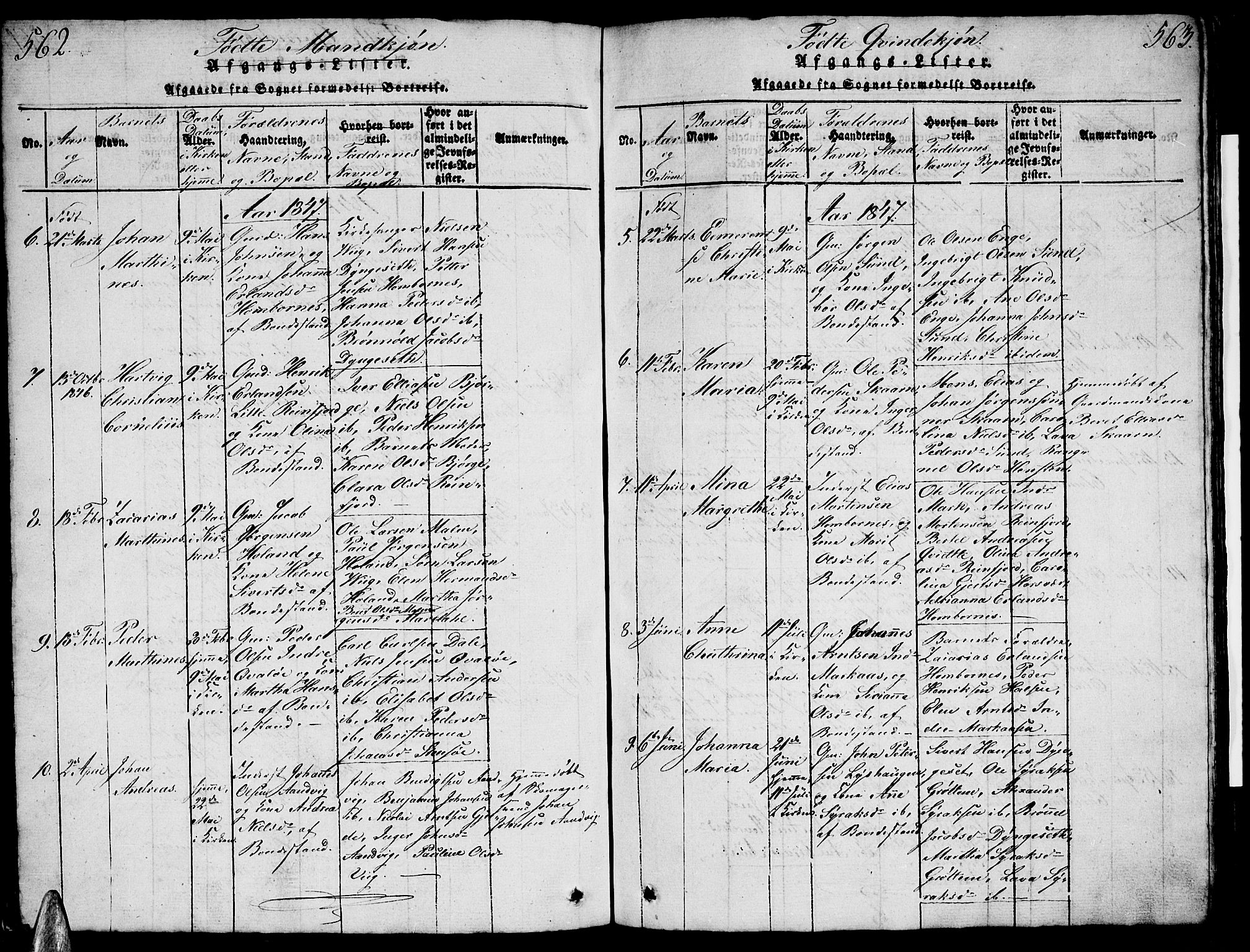 Ministerialprotokoller, klokkerbøker og fødselsregistre - Nordland, AV/SAT-A-1459/812/L0186: Parish register (copy) no. 812C04, 1820-1849, p. 562-563