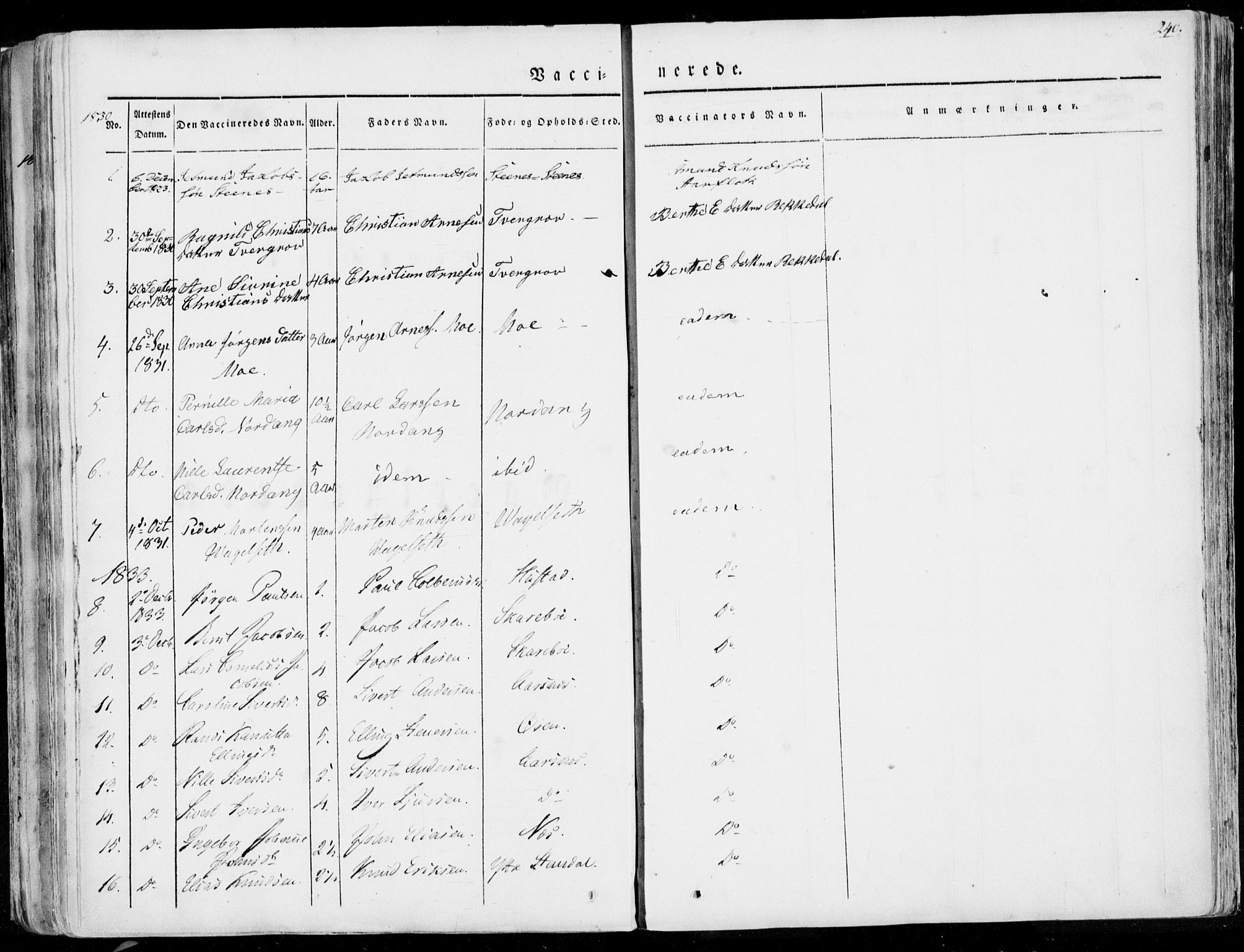 Ministerialprotokoller, klokkerbøker og fødselsregistre - Møre og Romsdal, AV/SAT-A-1454/515/L0208: Parish register (official) no. 515A04, 1830-1846, p. 240