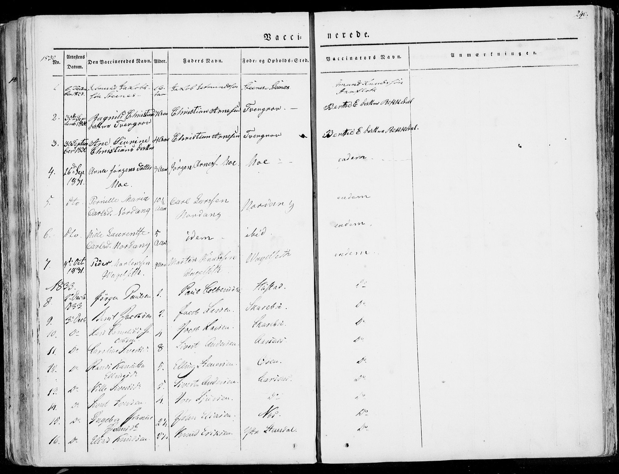 Ministerialprotokoller, klokkerbøker og fødselsregistre - Møre og Romsdal, SAT/A-1454/515/L0208: Parish register (official) no. 515A04, 1830-1846, p. 240