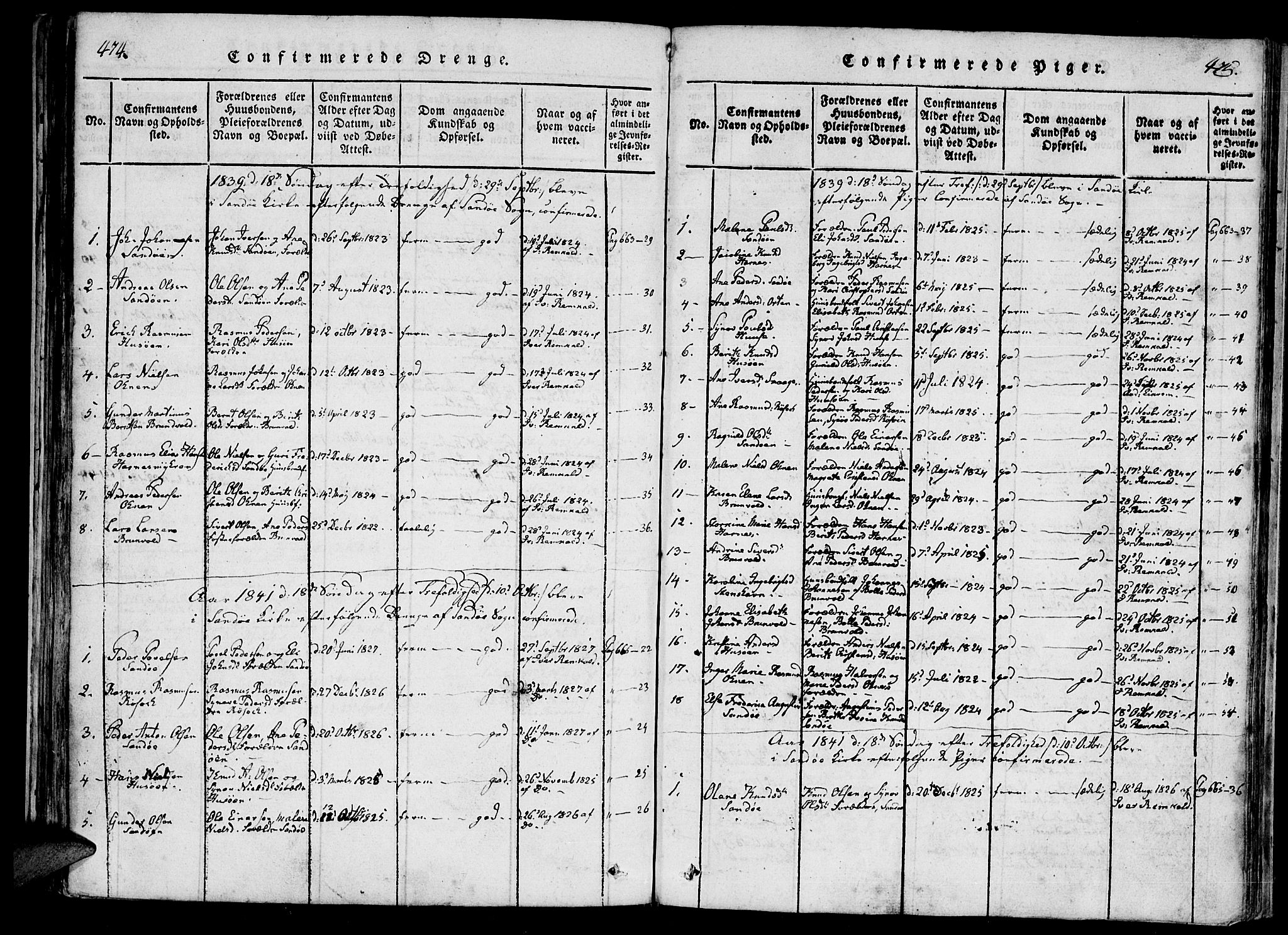 Ministerialprotokoller, klokkerbøker og fødselsregistre - Møre og Romsdal, AV/SAT-A-1454/561/L0727: Parish register (official) no. 561A01, 1817-1858, p. 474-475