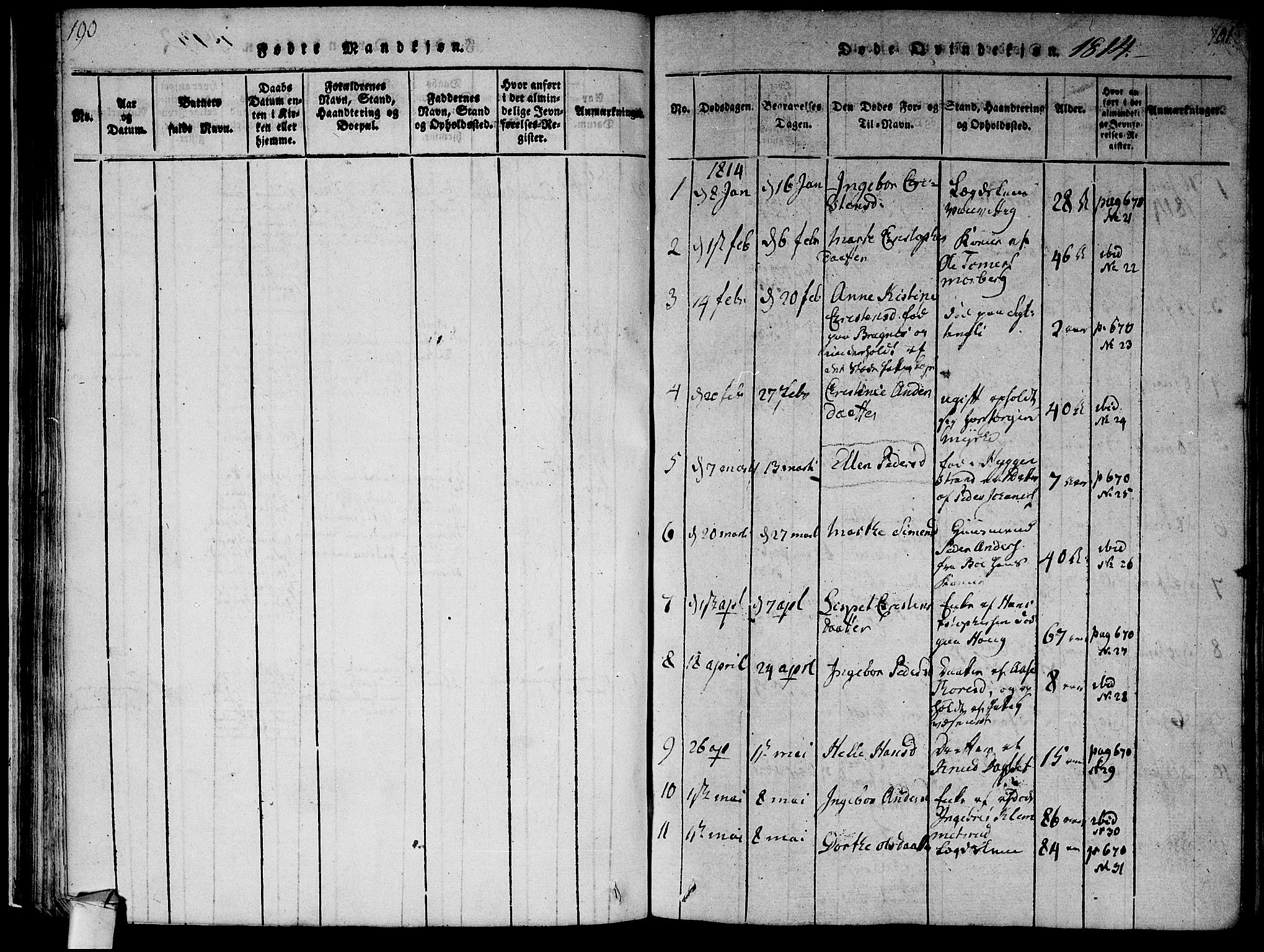 Røyken kirkebøker, SAKO/A-241/F/Fa/L0004: Parish register (official) no. 4, 1814-1832, p. 190-191