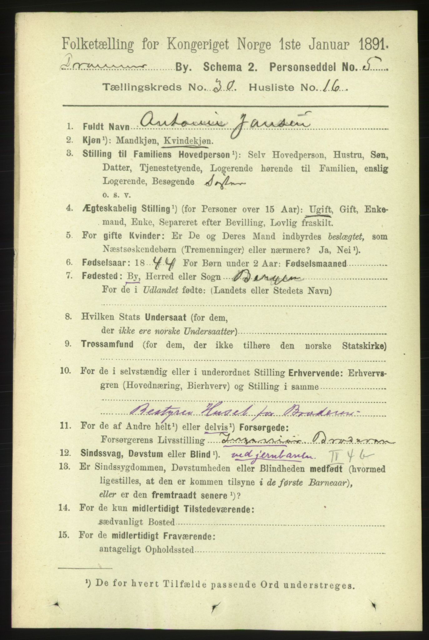 RA, 1891 census for 0602 Drammen, 1891, p. 18320