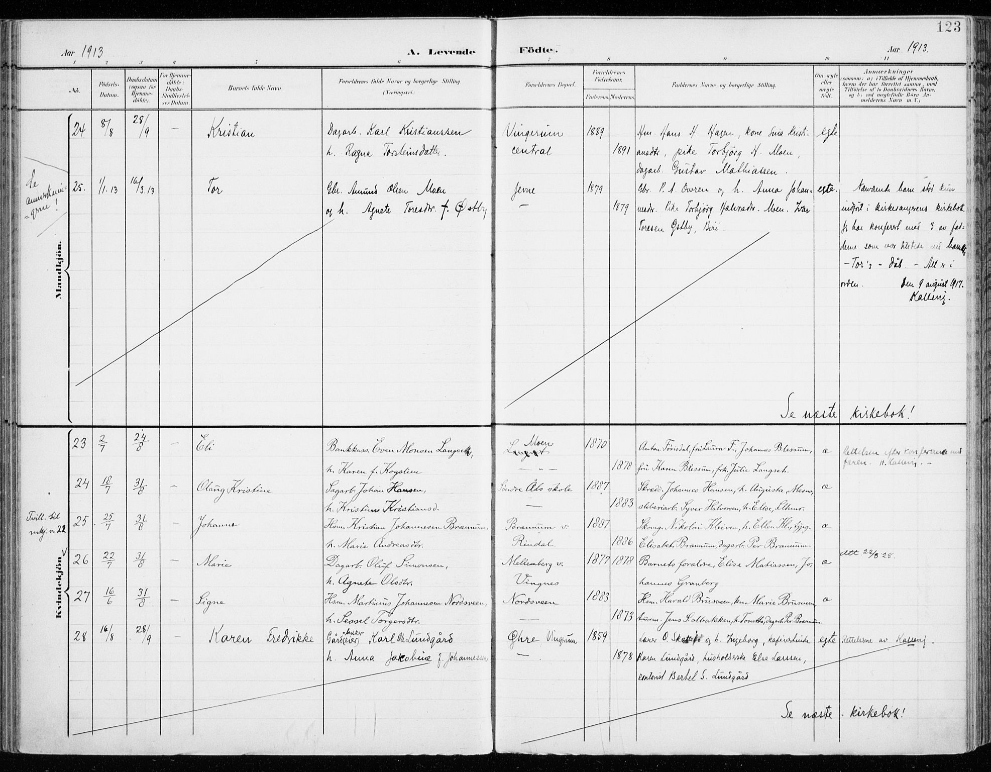 Fåberg prestekontor, SAH/PREST-086/H/Ha/Haa/L0011: Parish register (official) no. 11, 1899-1913, p. 123