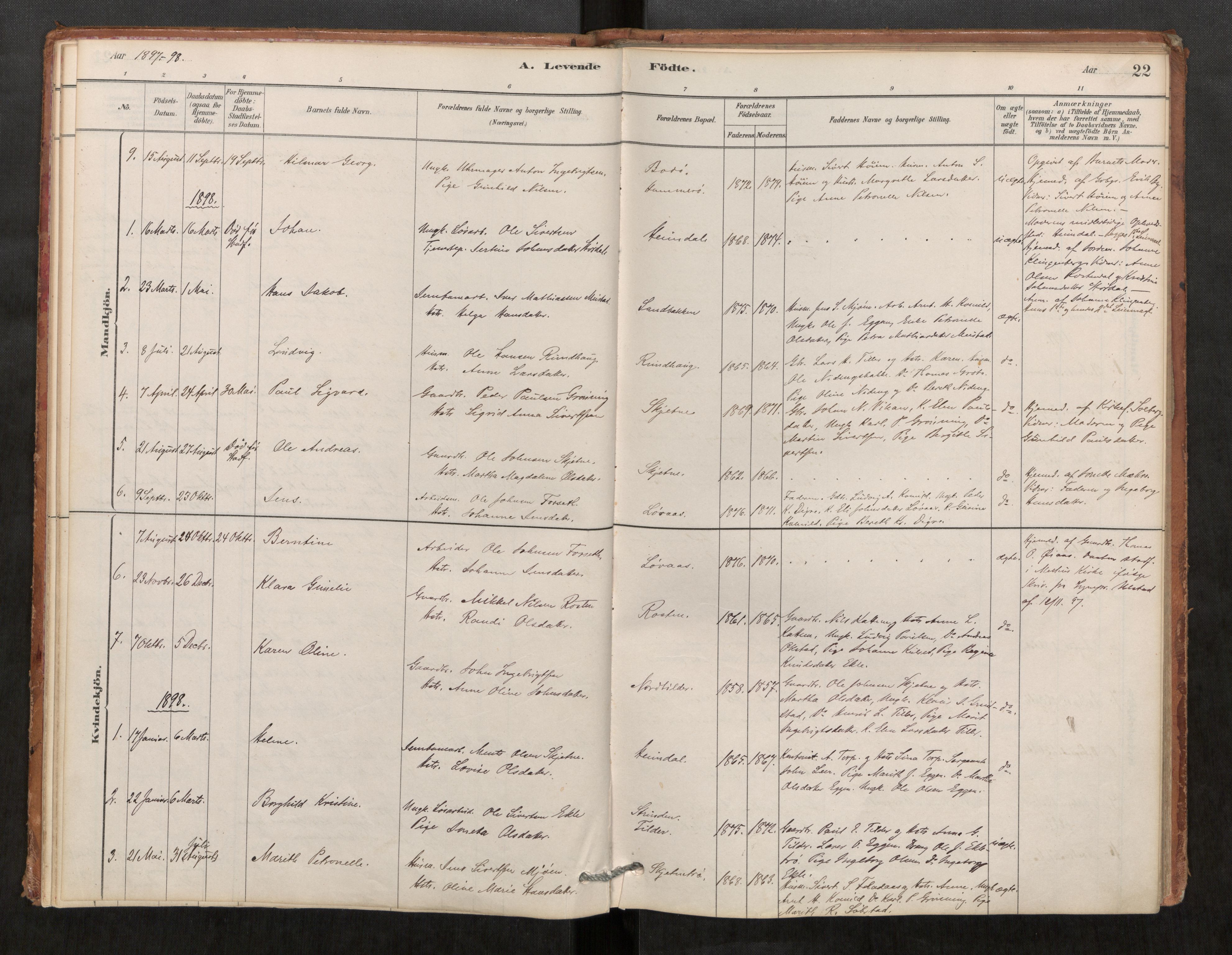 Klæbu sokneprestkontor, SAT/A-1112: Parish register (official) no. 1, 1880-1900, p. 22
