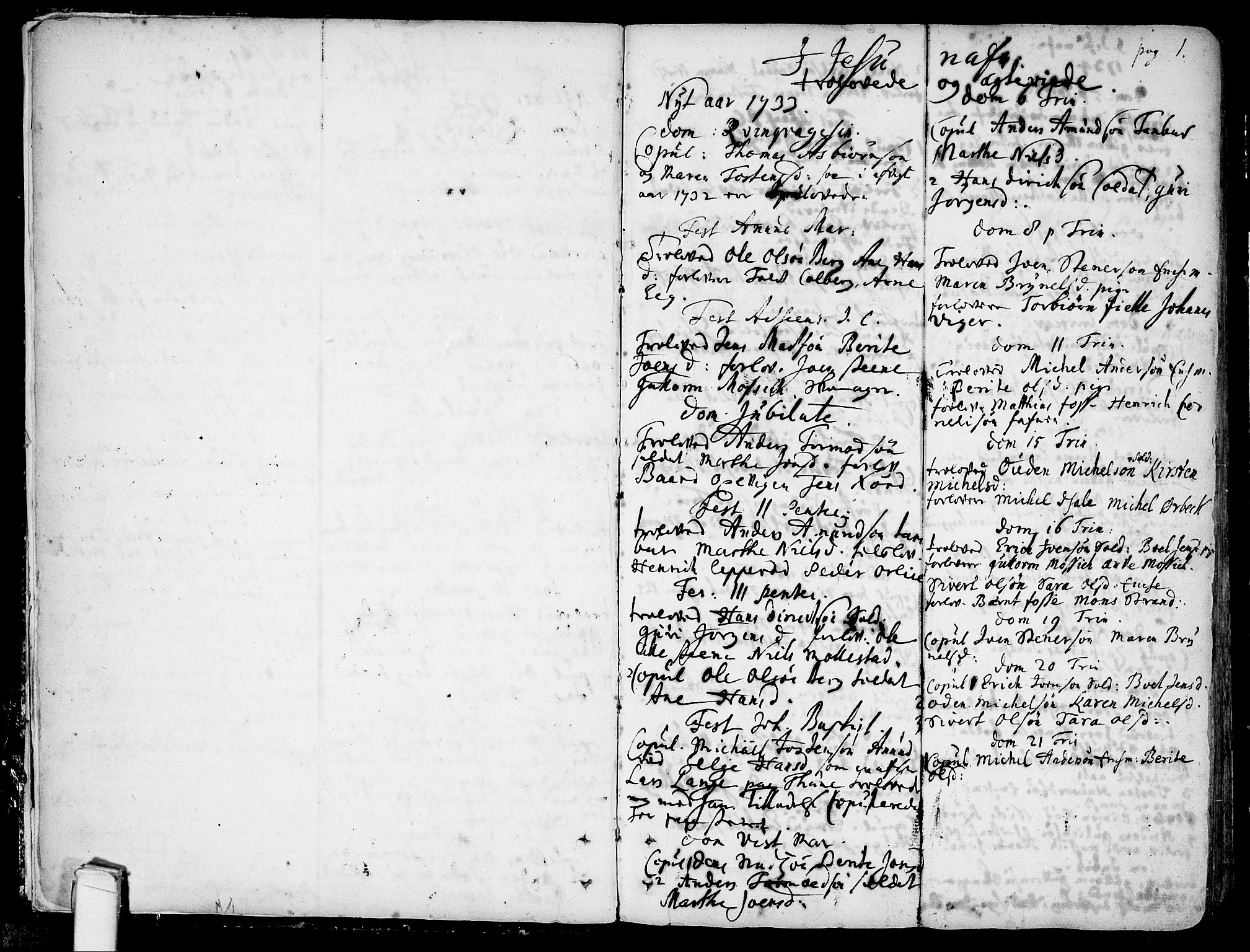 Onsøy prestekontor Kirkebøker, SAO/A-10914/F/Fa/L0001: Parish register (official) no. I 1, 1733-1814, p. 1
