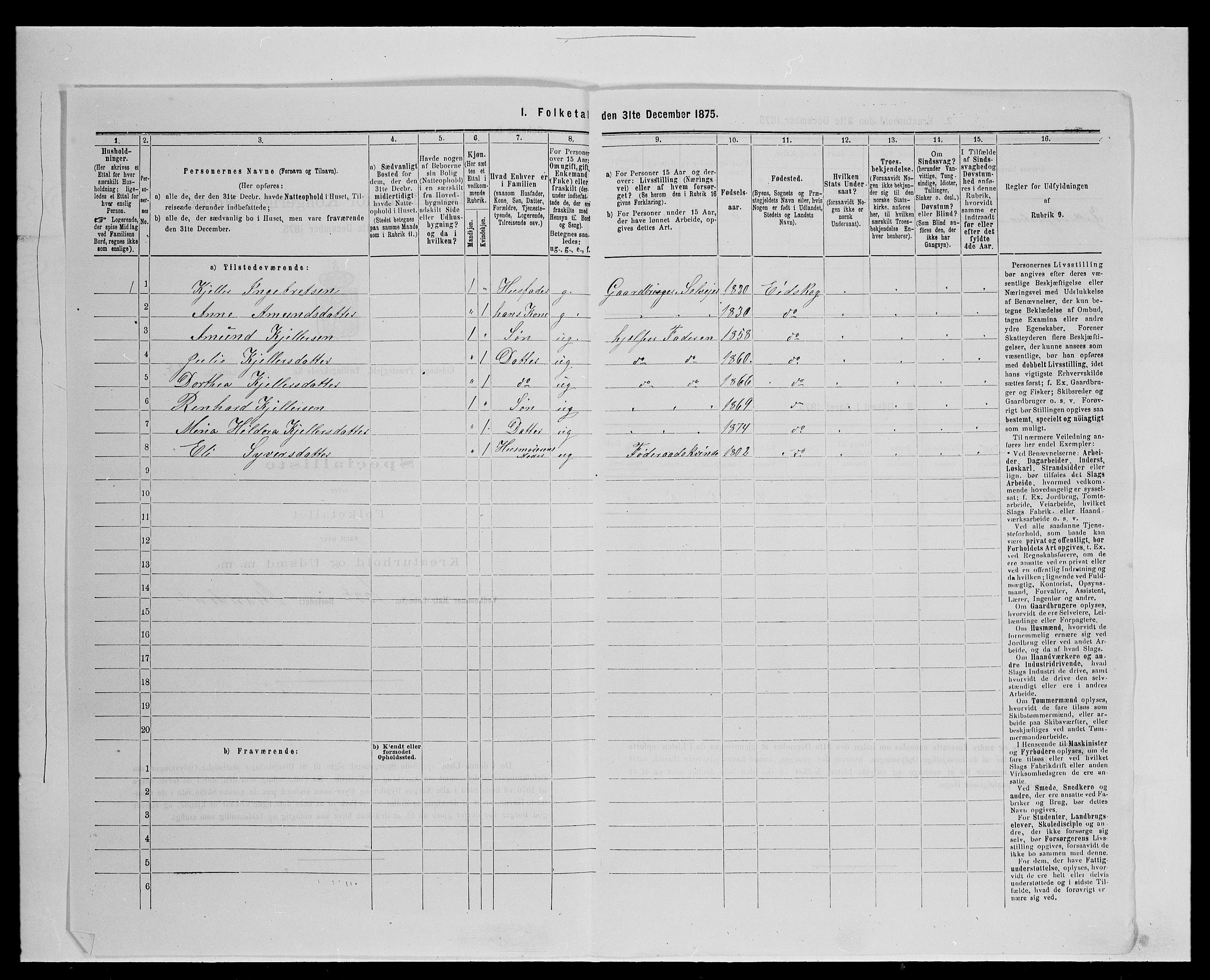 SAH, 1875 census for 0420P Eidskog, 1875, p. 1573