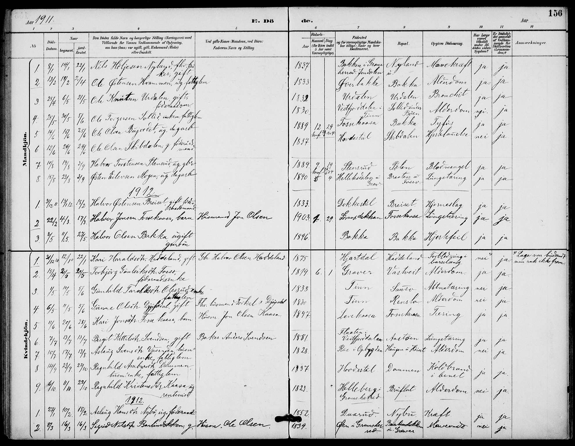 Gransherad kirkebøker, AV/SAKO-A-267/F/Fb/L0005: Parish register (official) no. II 5, 1887-1916, p. 156