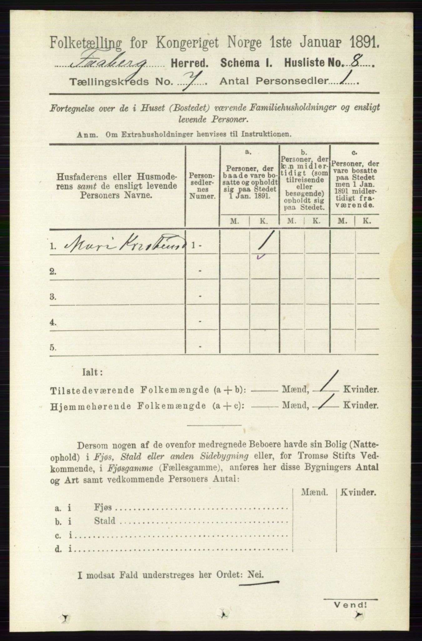 RA, 1891 census for 0524 Fåberg, 1891, p. 2690