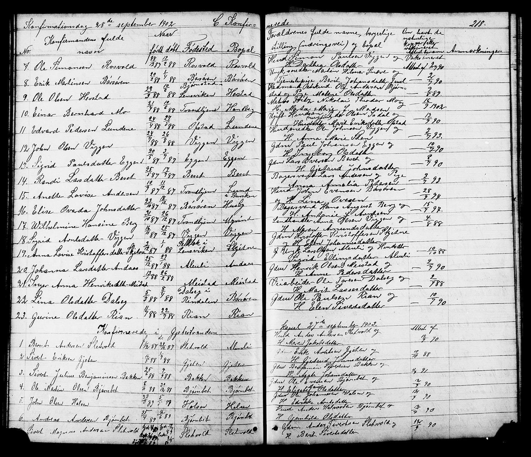 Ministerialprotokoller, klokkerbøker og fødselsregistre - Sør-Trøndelag, SAT/A-1456/665/L0777: Parish register (copy) no. 665C02, 1867-1915, p. 218