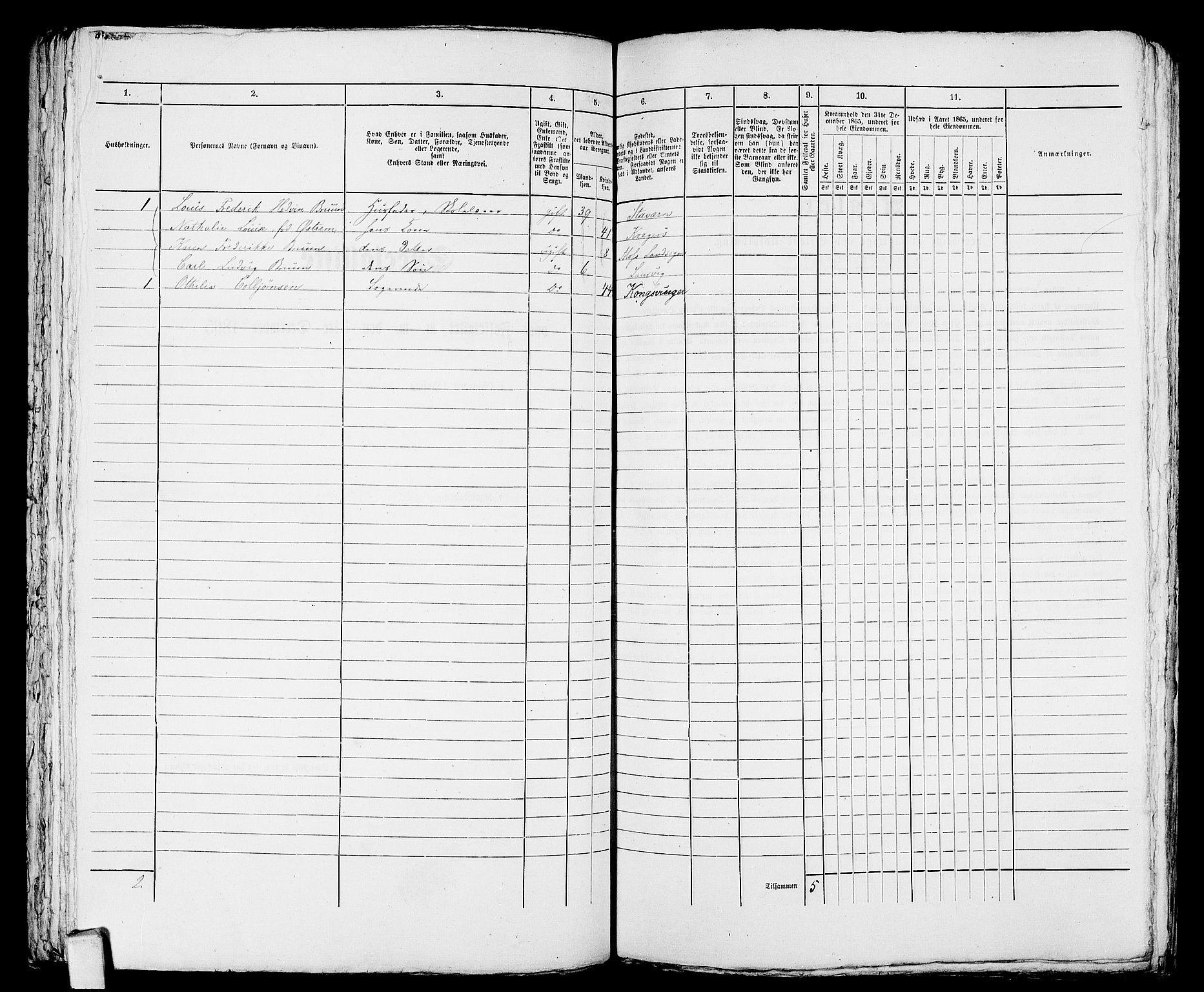 RA, 1865 census for Larvik, 1865, p. 829