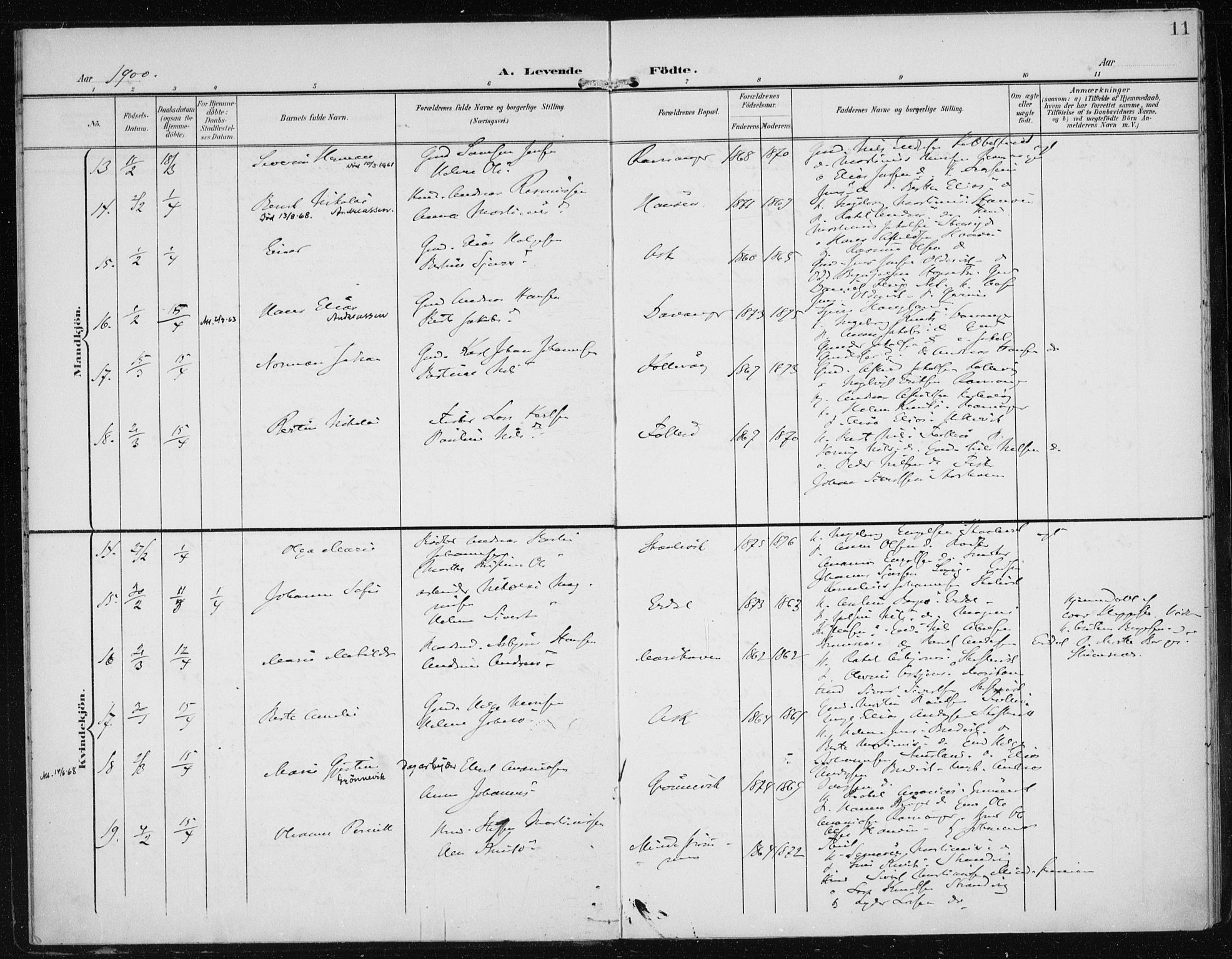 Askøy Sokneprestembete, AV/SAB-A-74101/H/Ha/Haa/Haac/L0001: Parish register (official) no. C 1, 1899-1905, p. 11