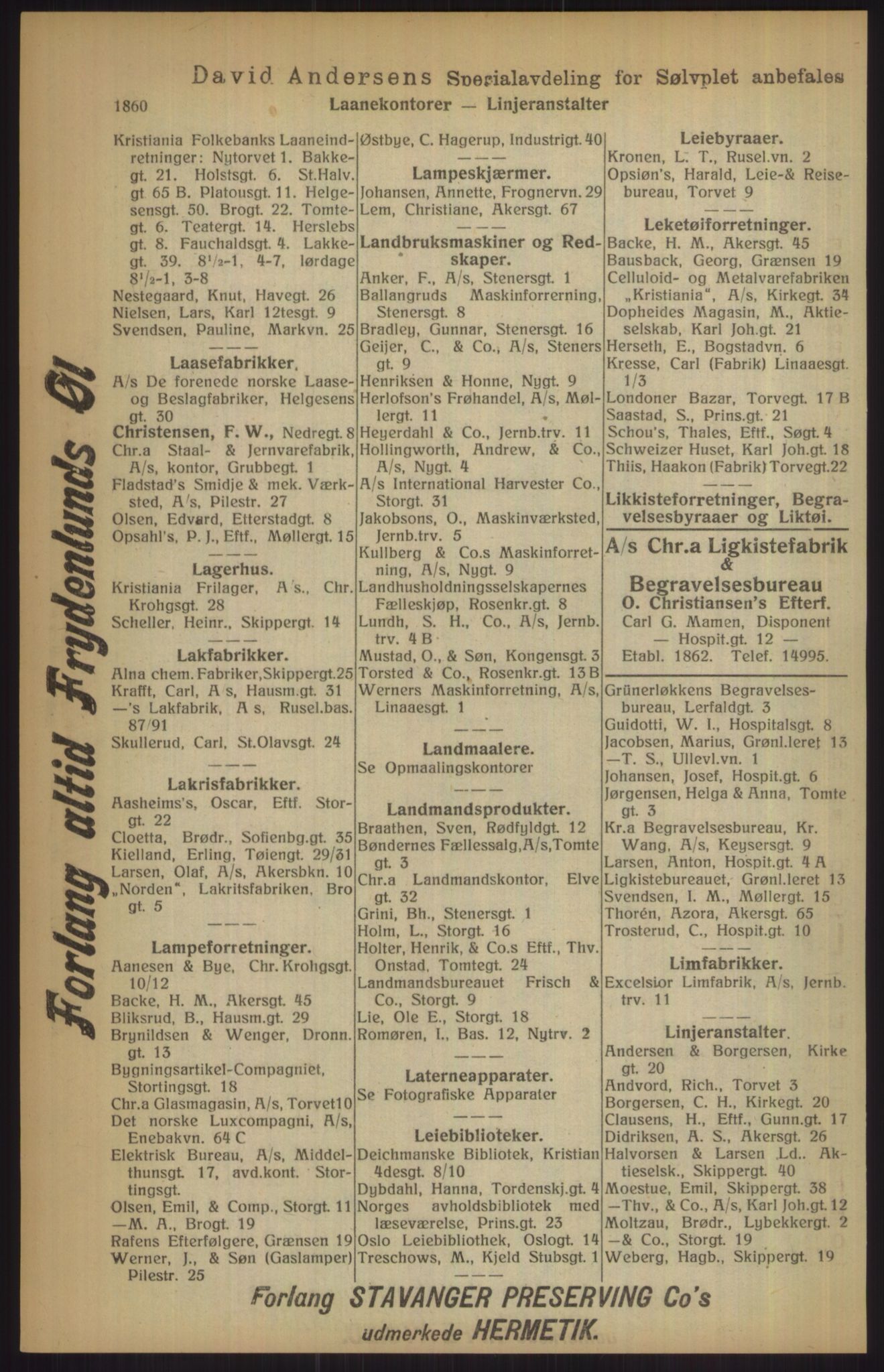 Kristiania/Oslo adressebok, PUBL/-, 1915, p. 1860