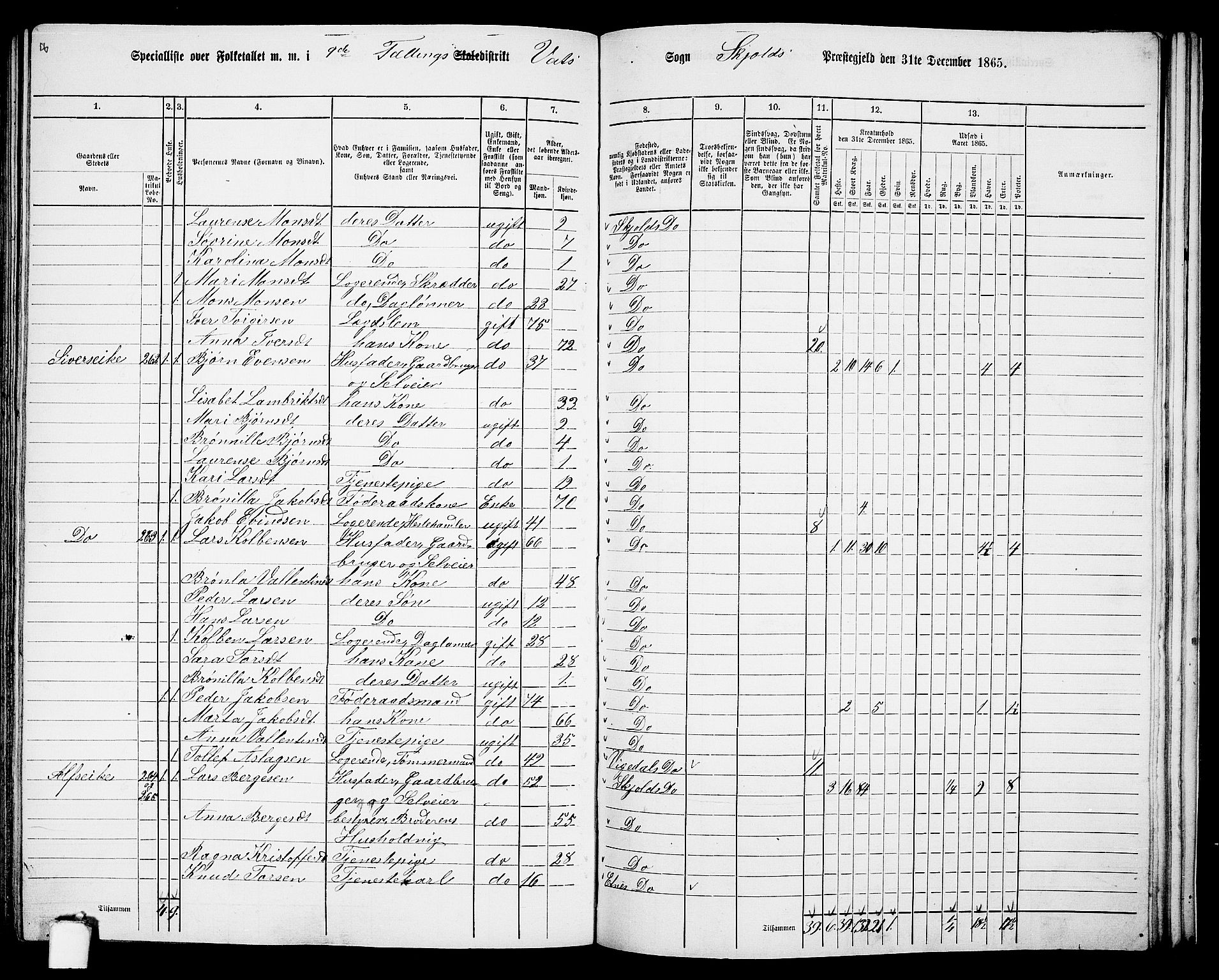 RA, 1865 census for Skjold, 1865, p. 132